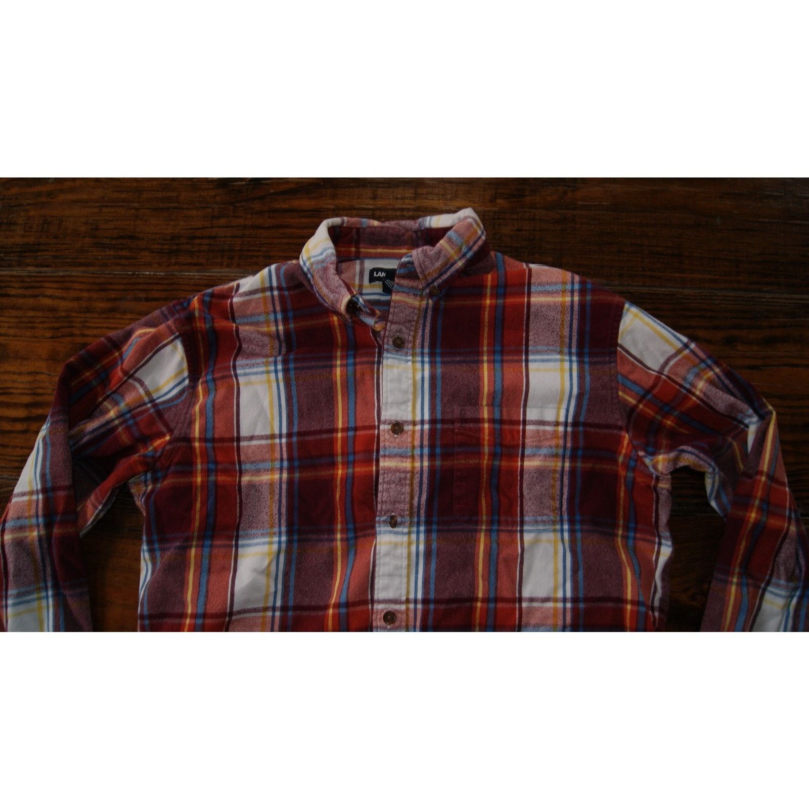 Lands' End Lands End M 15-151/2 Autumn Fall Plaid Flannel Shirt Button Size US M / EU 48-50 / 2 - 2 Thumbnail