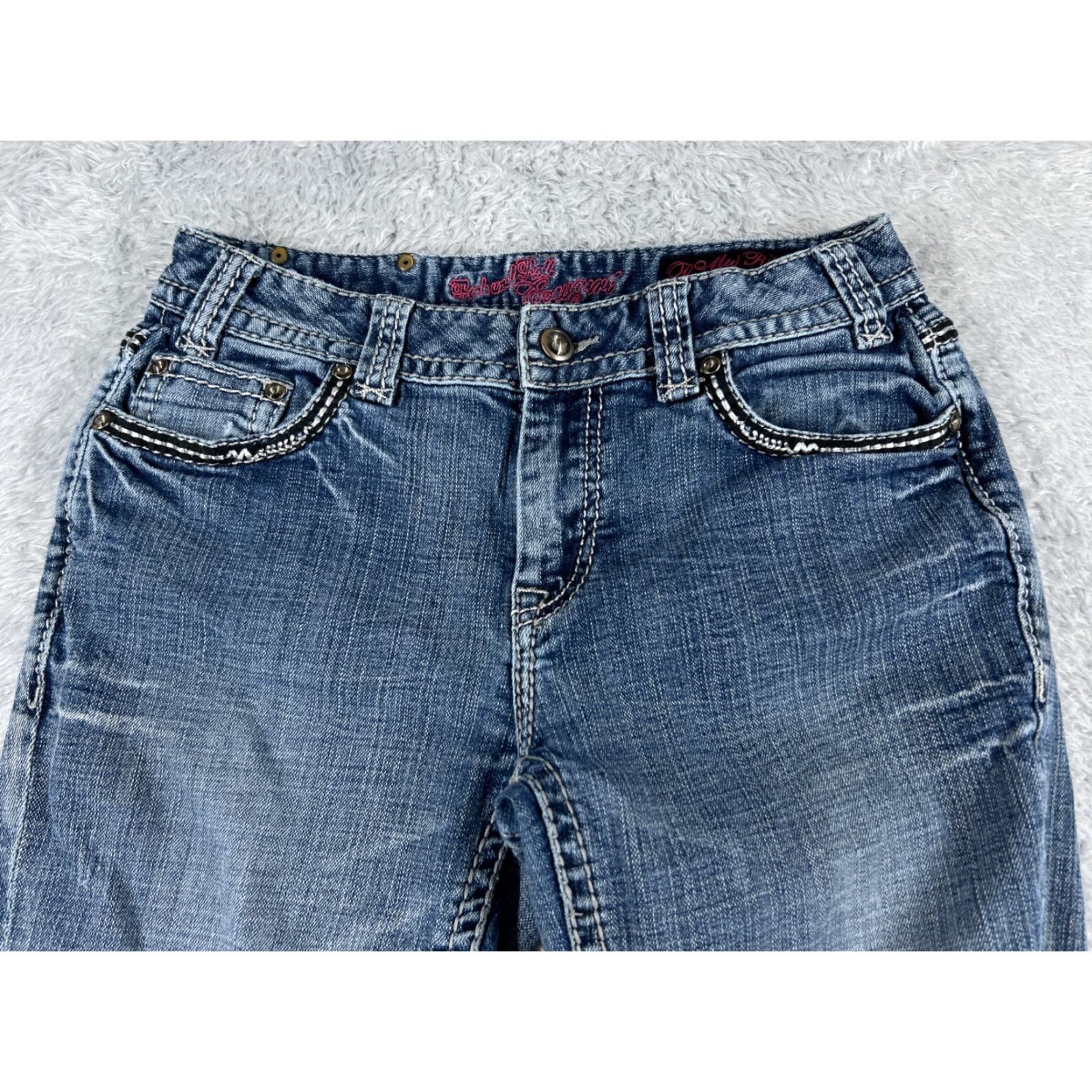 Denime Rock And Roll Cowgirl Jeans Womens 28 Blue Denim Mid Rise Bootcut 26x31 Read Rock Girls Womens Jeans Size 28" / US 6 / IT 42 - 4 Thumbnail