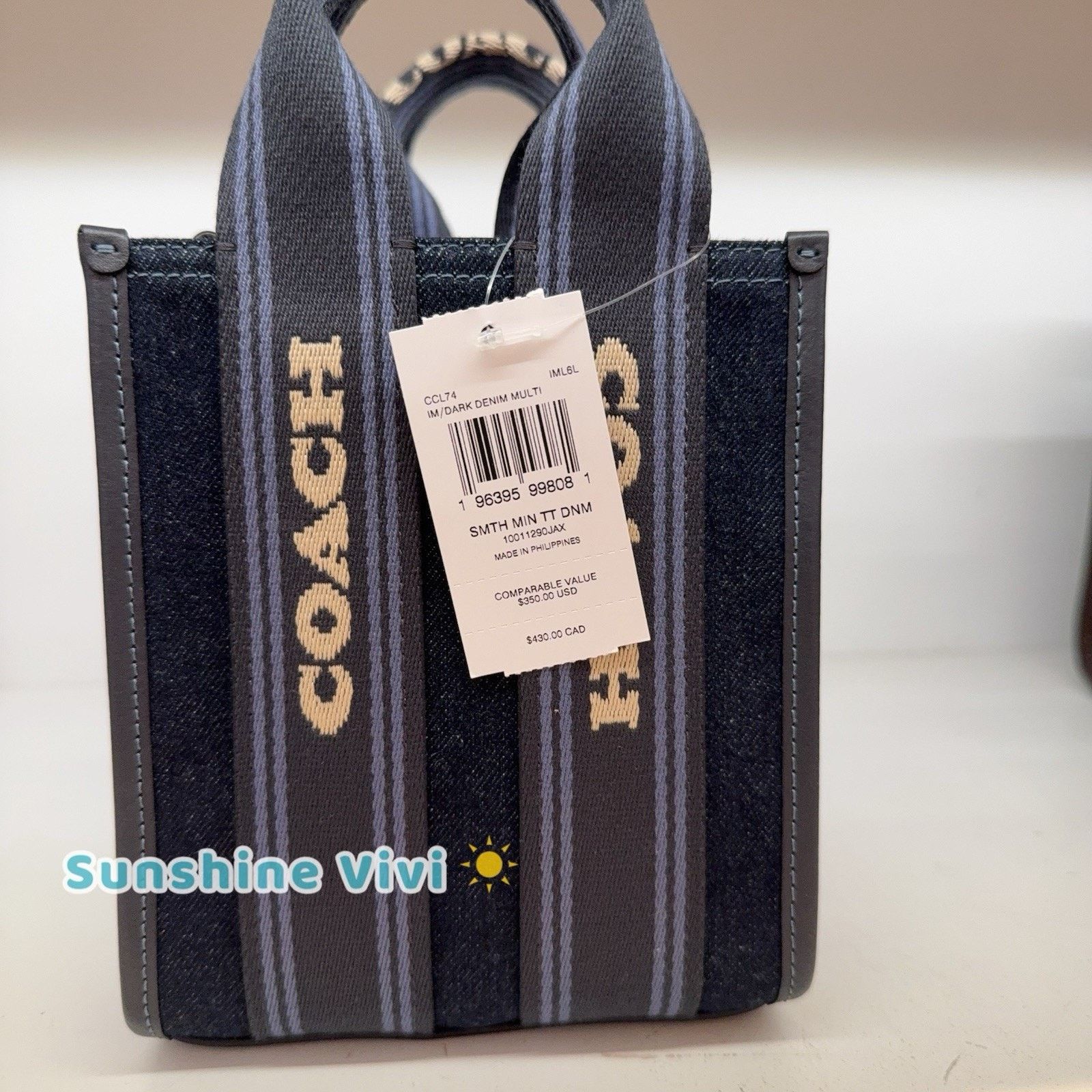 Coach NWT Coach Smith Mini Tote Bag CCL74 Dark Denim Size ONE SIZE - 2 Thumbnail