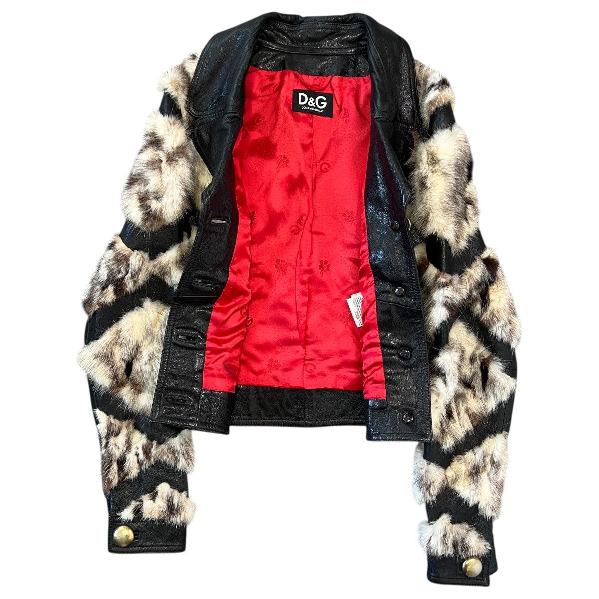 Dolce & Gabbana DOLCE&GABBANA Goatskin & Mink Fur Chevron Leather Jacket Size XS / US 0-2 / IT 36-38 - 3 Thumbnail
