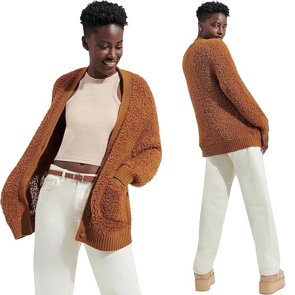 Ugg NWT New $198 UGG Sherell CloudFluff Wool Blend Brown Cardig Size S / US 4 / IT 40 - 2 Thumbnail