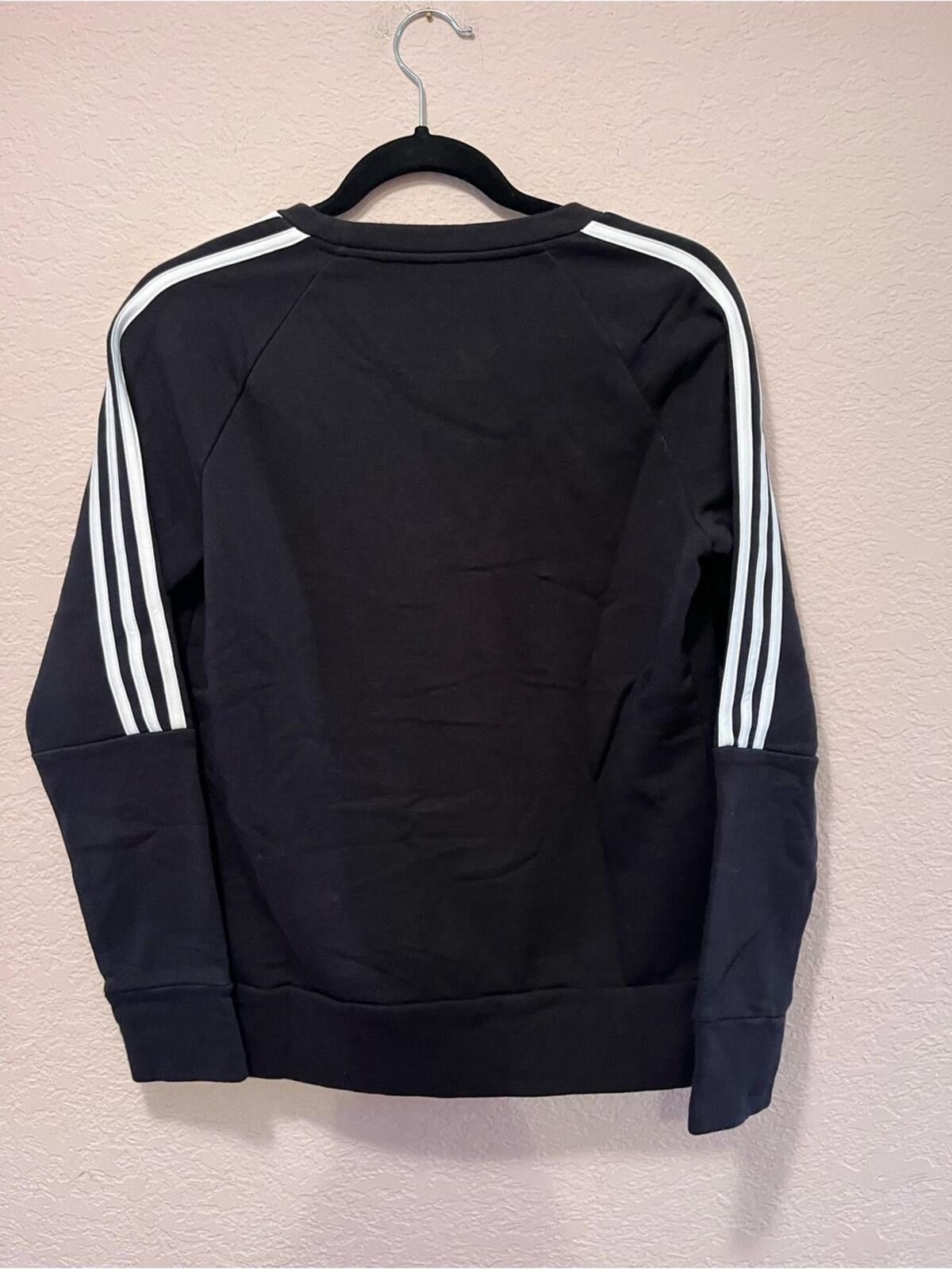 Adidas Adidas Black Crewneck with White Shoulder Stripes. Dri Fit. Size S / US 4 / IT 40 - 3 Thumbnail