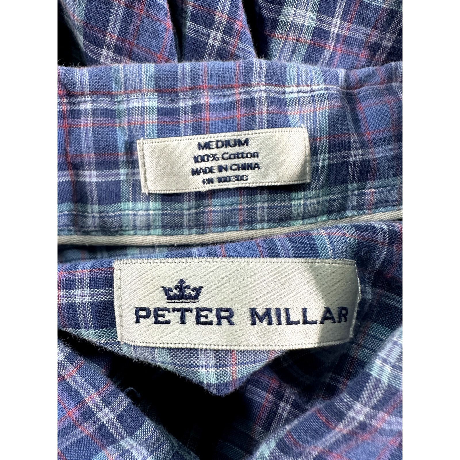 Peter Millar Peter Millar Blue Plaid Mens M Long Sleeve Button Down Shirt Size US M / EU 48-50 / 2 - 7 Thumbnail