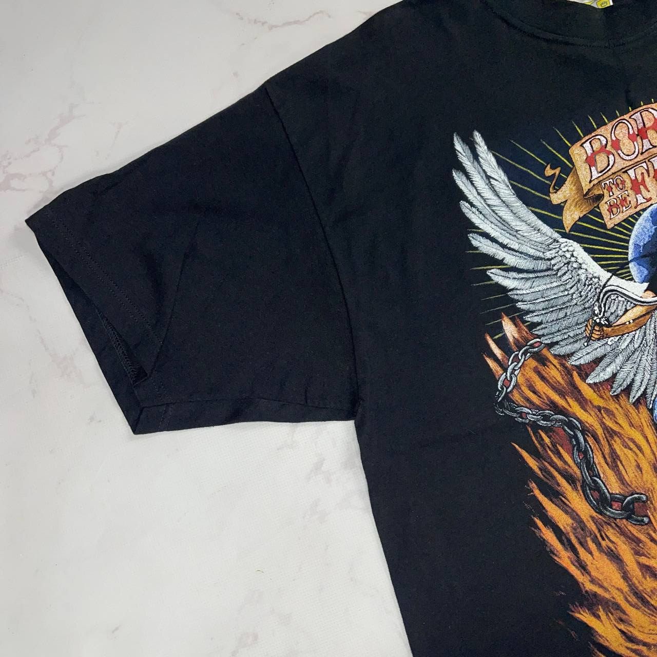 Vintage Vintage Zip It London Born to be Free Biker Tee Black Size L Size US L / EU 52-54 / 3 - 4 Thumbnail