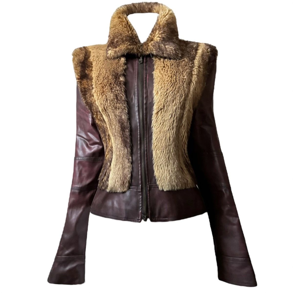Vintage So sick leather avant garde biker moto jacket with fur Size M / US 6-8 / IT 42-44 - 3 Thumbnail