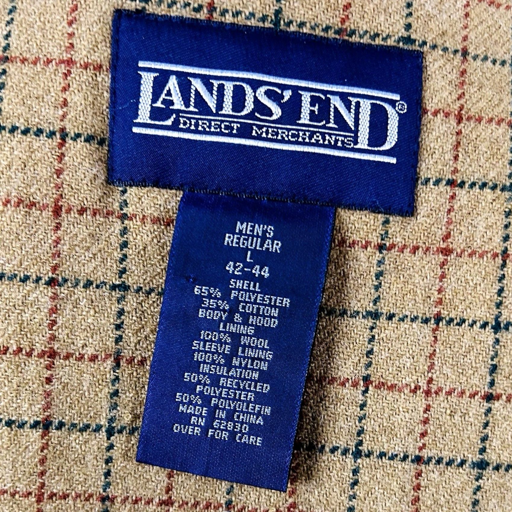 Lands' End Lands' End Jacket Red Flannel Lined Barn Coat Cotton Blend Full Zip Snap M Mens L Size US L / EU 52-54 / 3 - 3 Thumbnail
