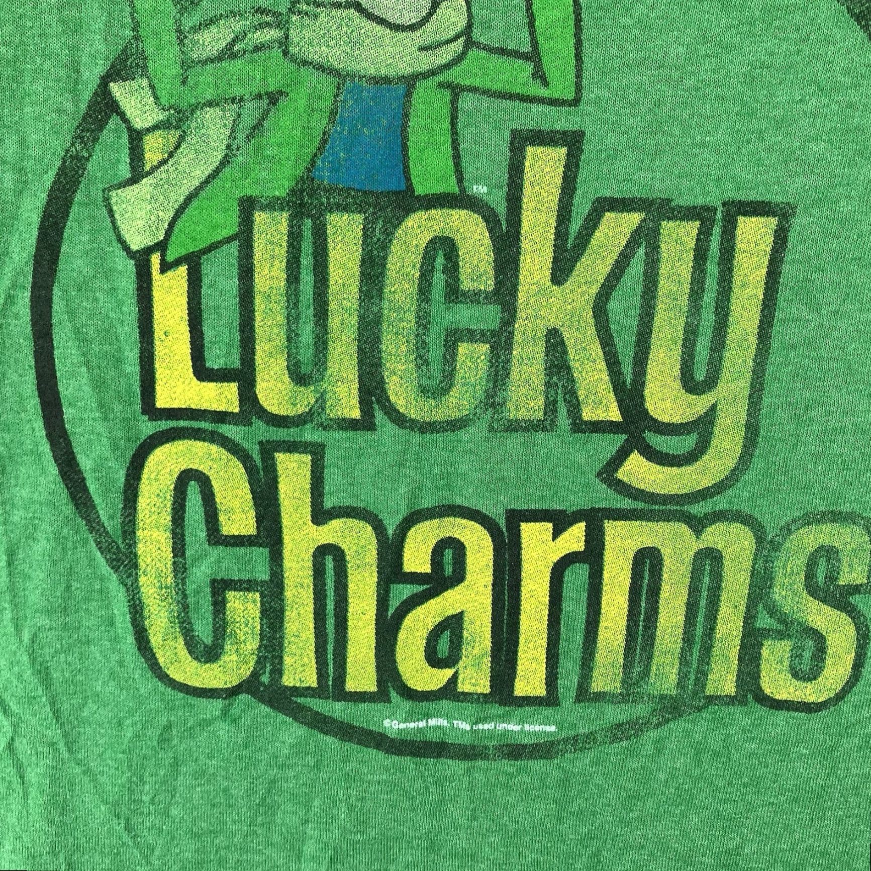 Vintage VINTAGE Delta Pro Weight Mens T-Shirt Green Large Crew Neck Short Sleeve Graphic Print Retro Lucky Charms Size US L / EU 52-54 / 3 - 5 Thumbnail