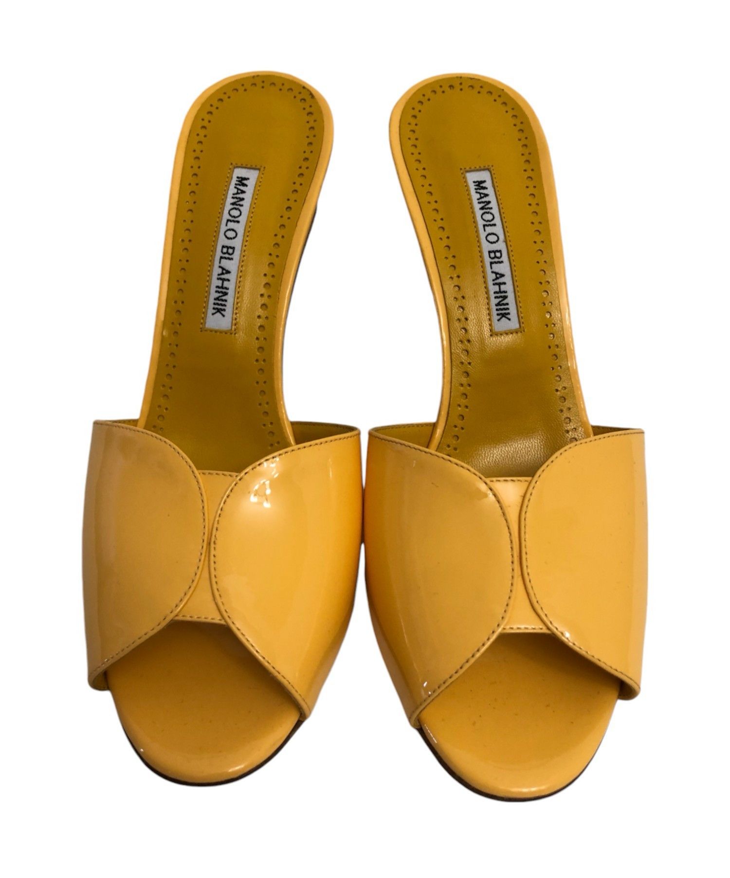 Manolo Blahnik Manolo Blahnik Houramu Patent Leather Mules Size 39 Yellow Size US 8 / IT 38 - 7 Thumbnail