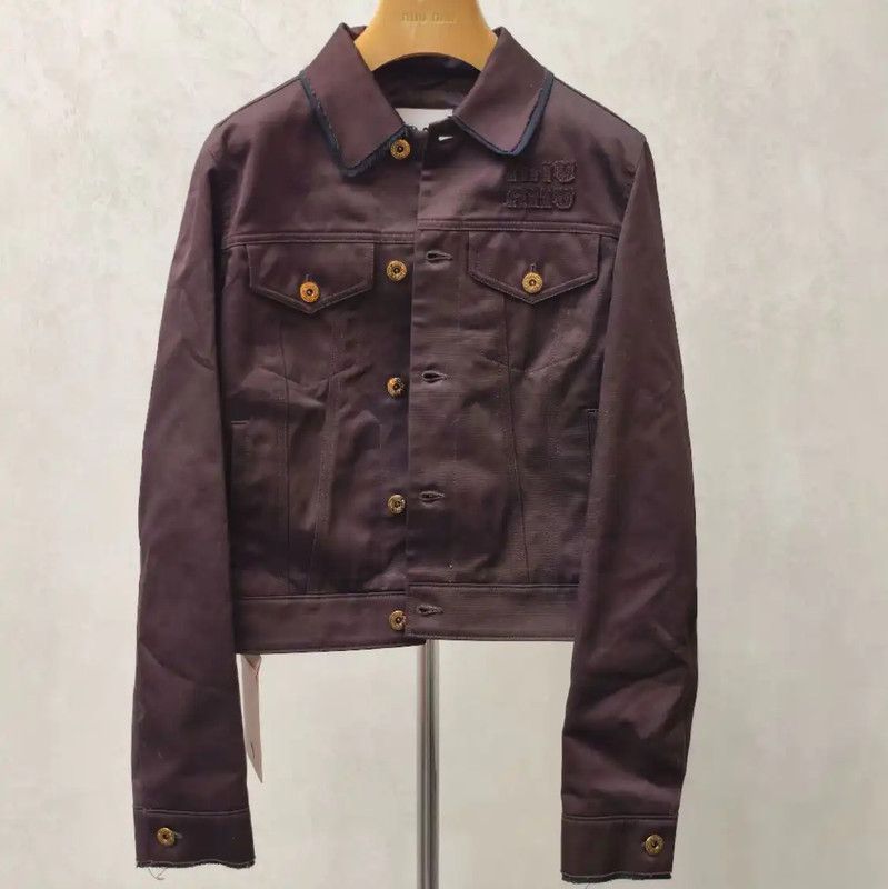 Miu Miu Miu Miu Brown Cotton Women's Jacket 0089 Size S / US 4 / IT 40 - 1 Thumbnail