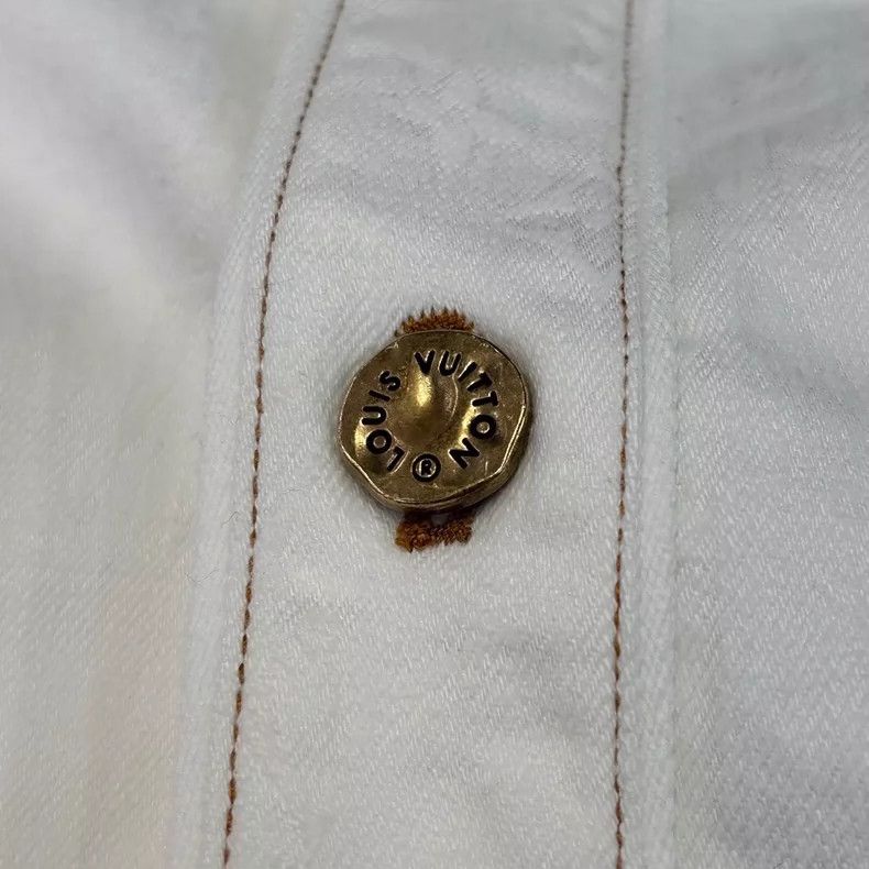Louis Vuitton Louis Vuitton White Denim Short Sleeve Shirt with Dark Stri Size US L / EU 52-54 / 3 - 6 Thumbnail