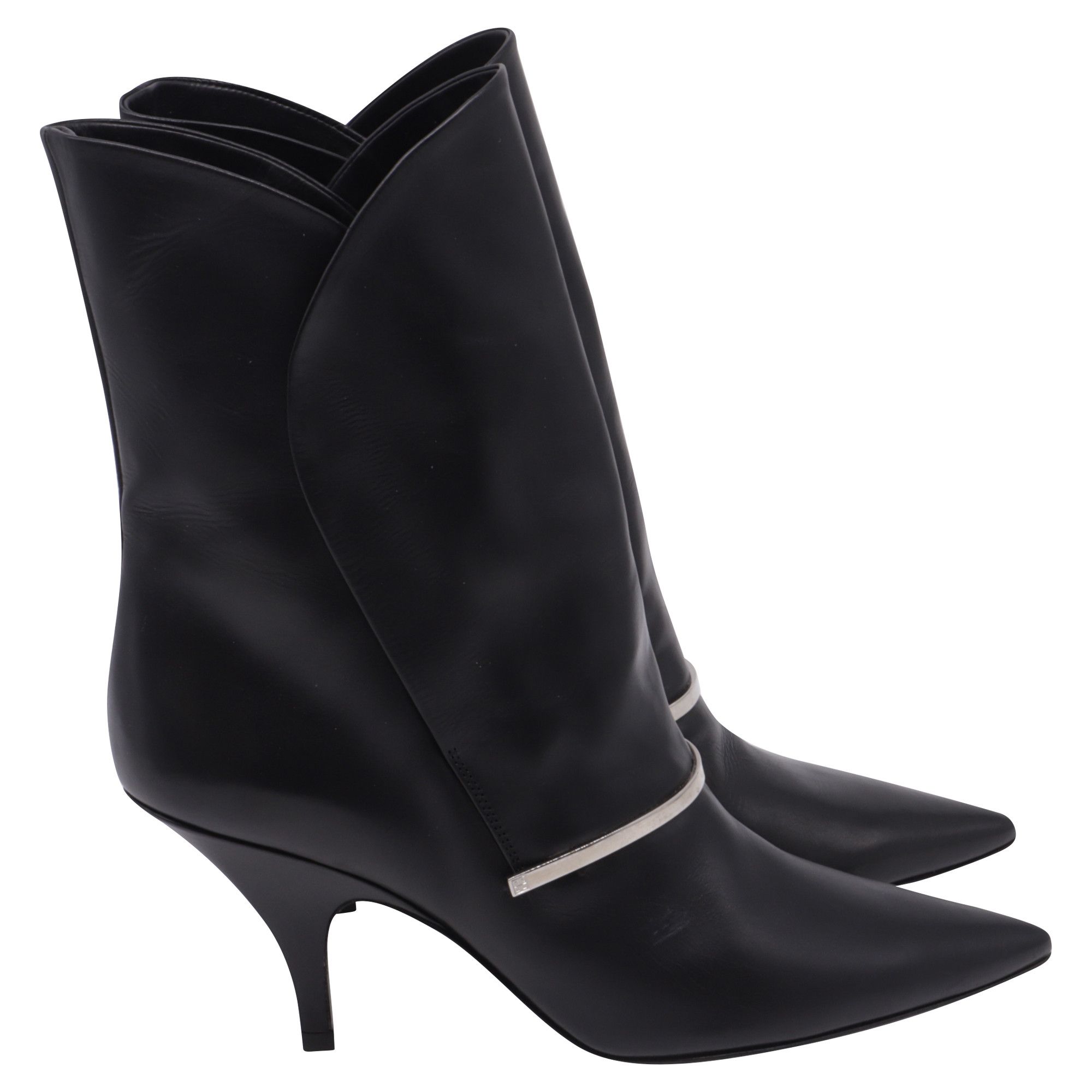 Givenchy Givenchy Bar Embellished Pointed Ankle Boots in Black Leathe Size US 6.5 / IT 36.5 - 1 Thumbnail