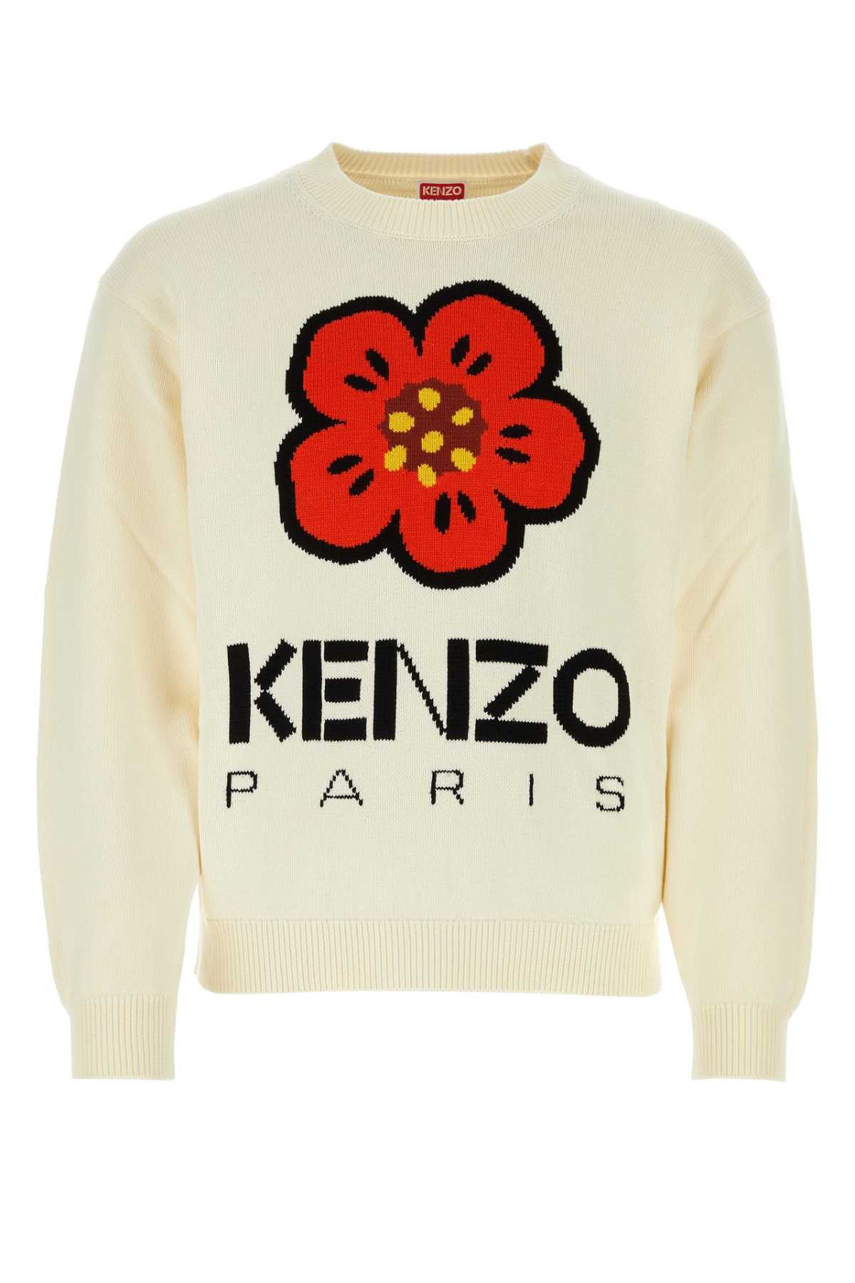 image of Kenzo Ivory Cotton Sweater in White, Men's (Size Large)