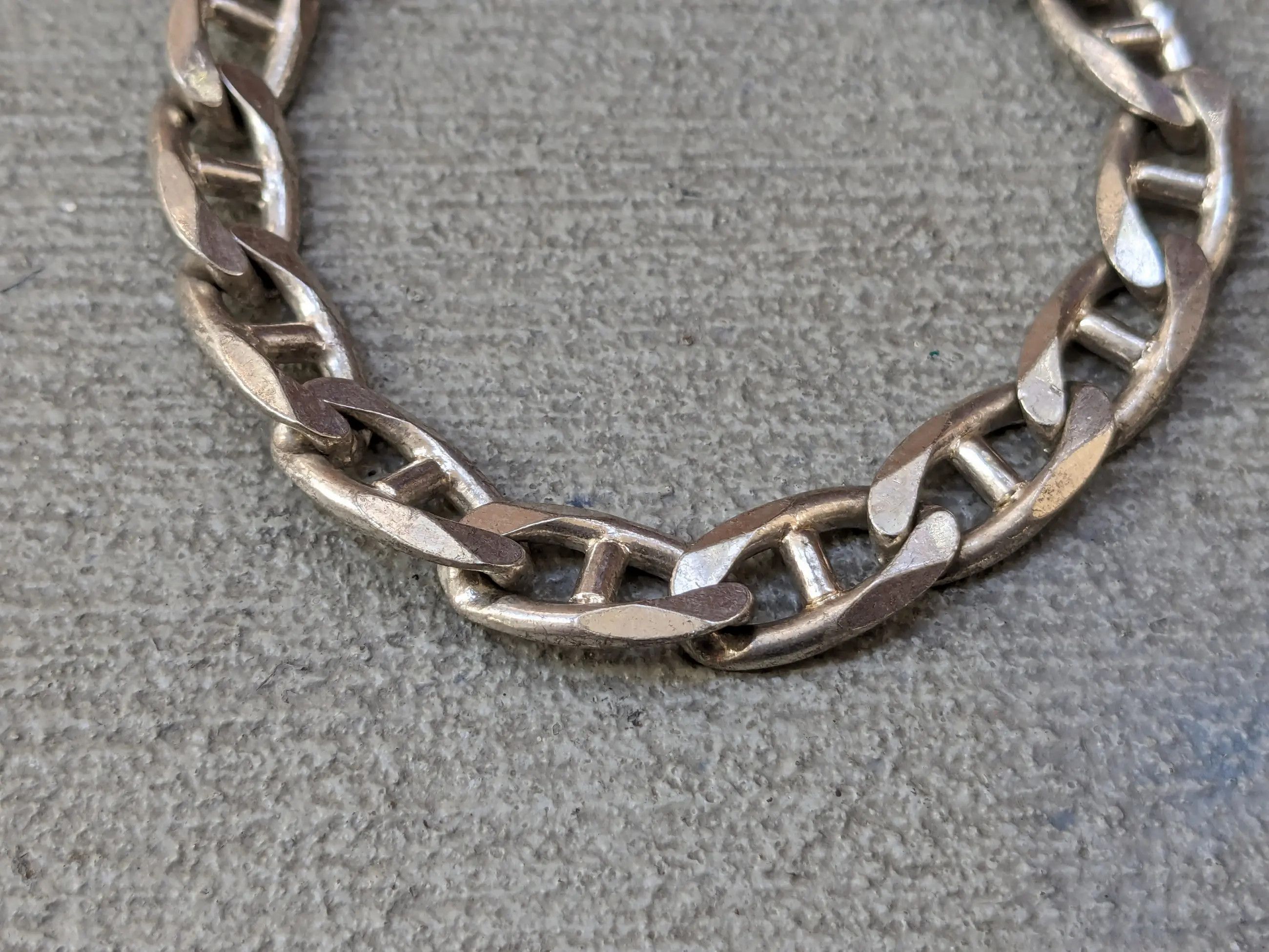 Other Vintage Sterling Silver Mariner Bracelet Chunky Biker Punk Size ONE SIZE - 5 Thumbnail