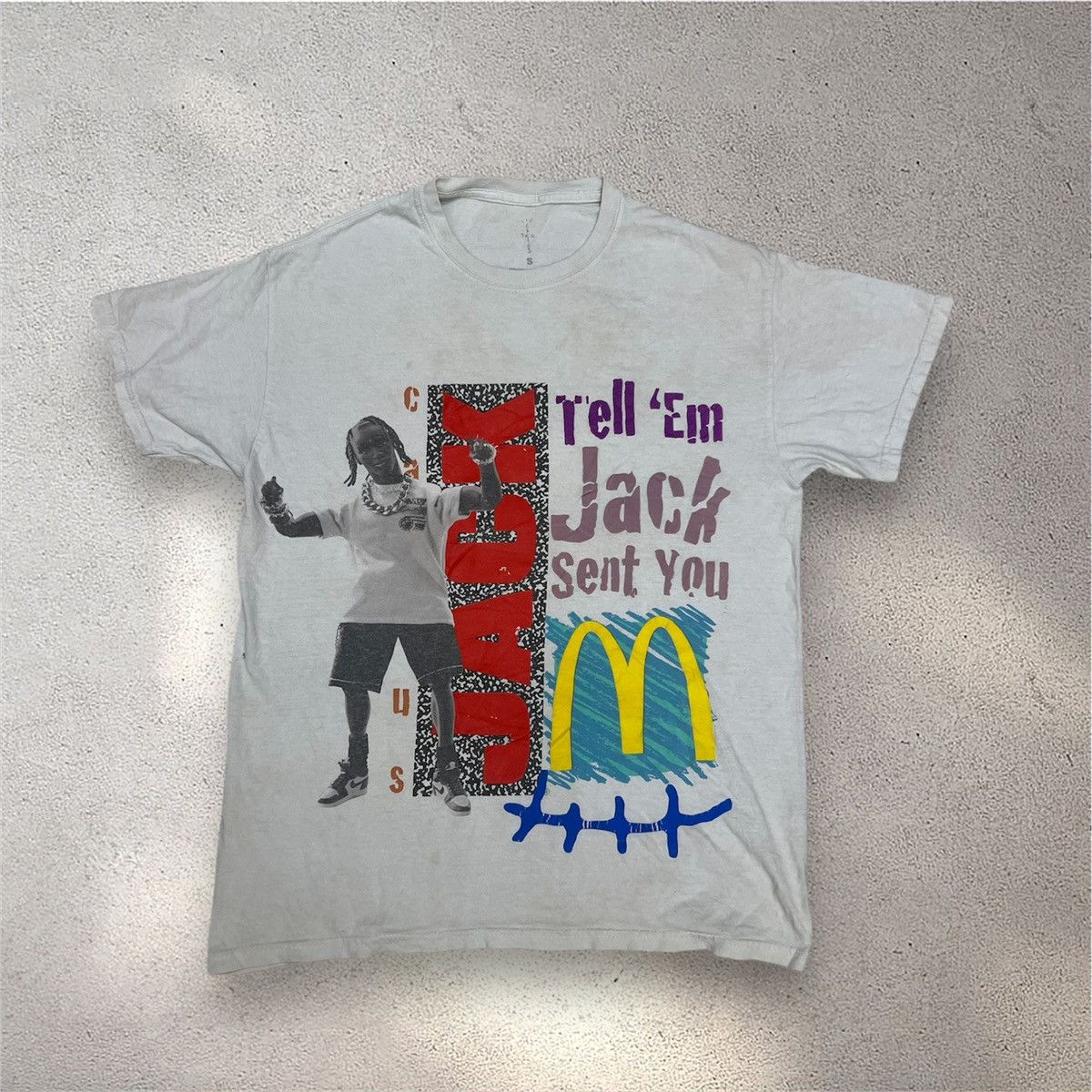 Travis Scott Thrashed Faded Tell em jack Sent You Travis Scott Rap Tshirt Size US S / EU 44-46 / 1 - 1 Thumbnail