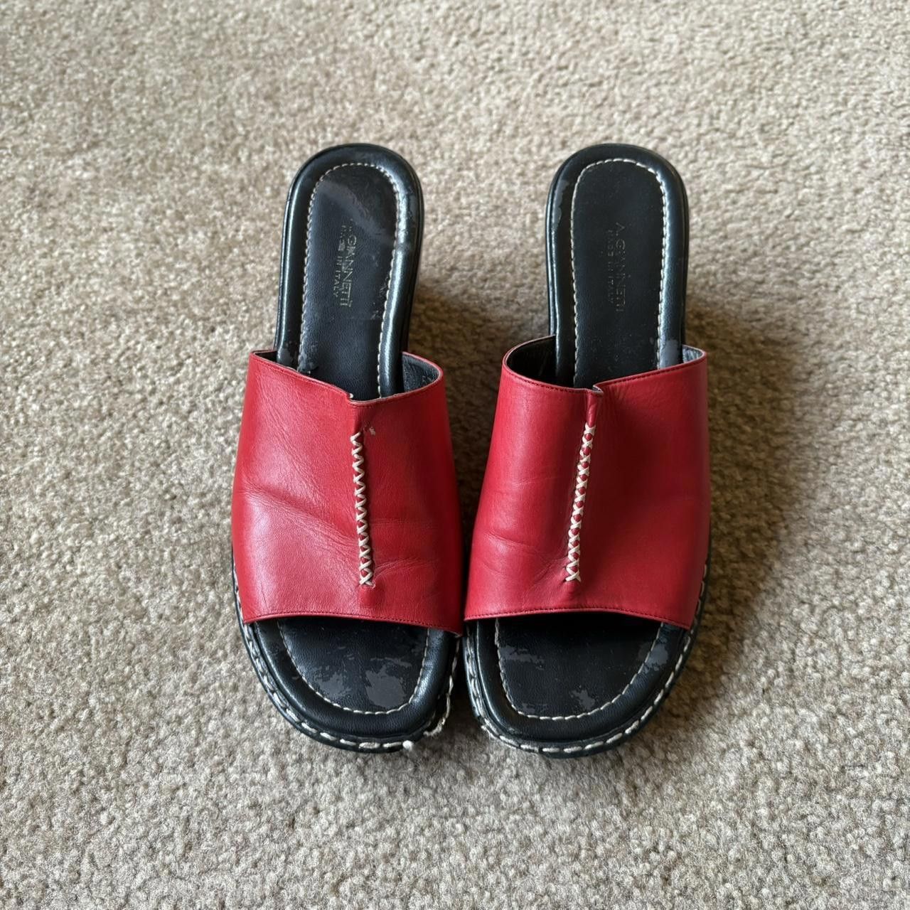 Designer Italian Leather Red Platforms Size US 8 / IT 38 - 1 Thumbnail