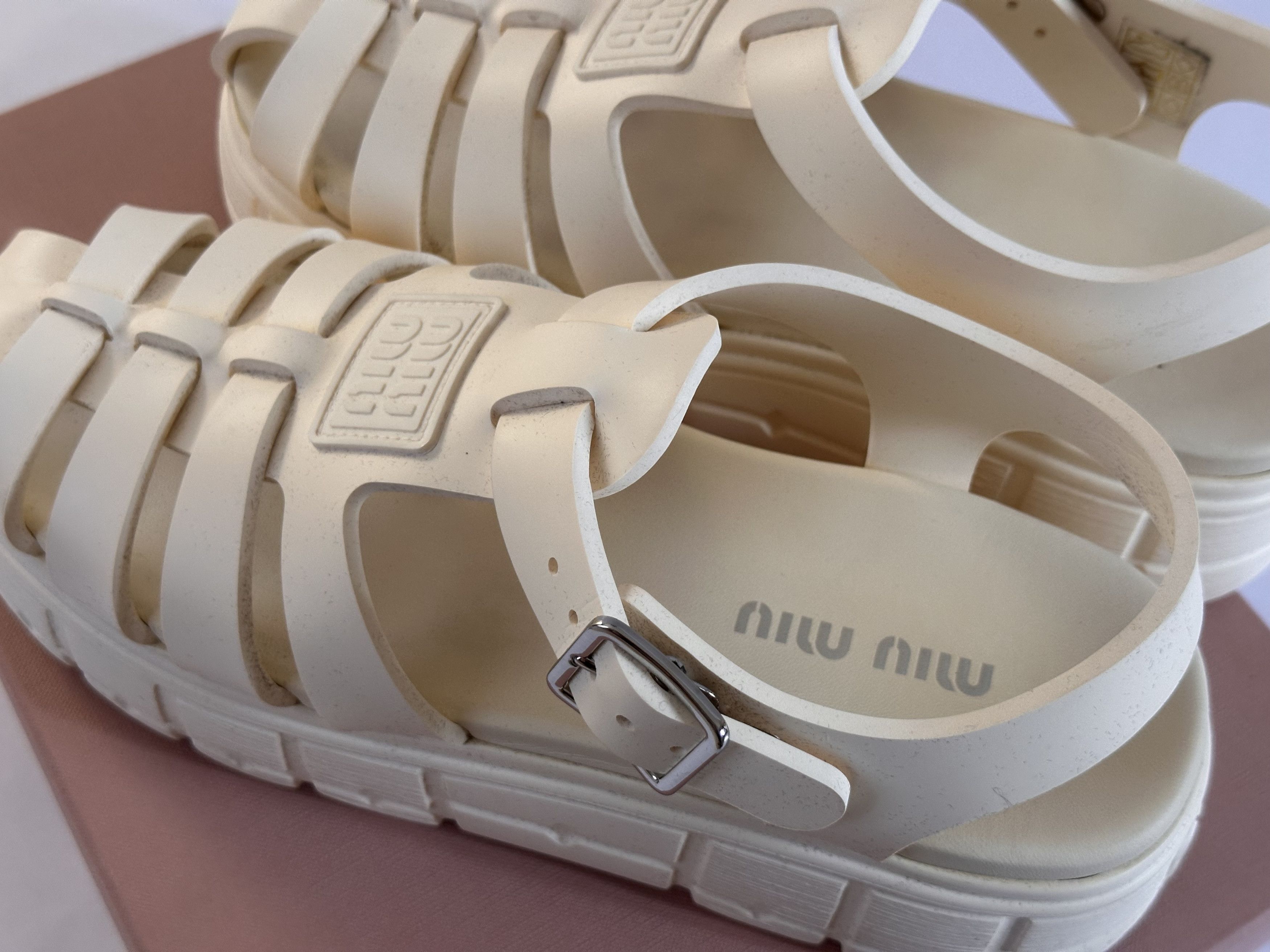 Miu Miu Miu Miu cream platform sandals Size US 9 / IT 39 - 4 Thumbnail