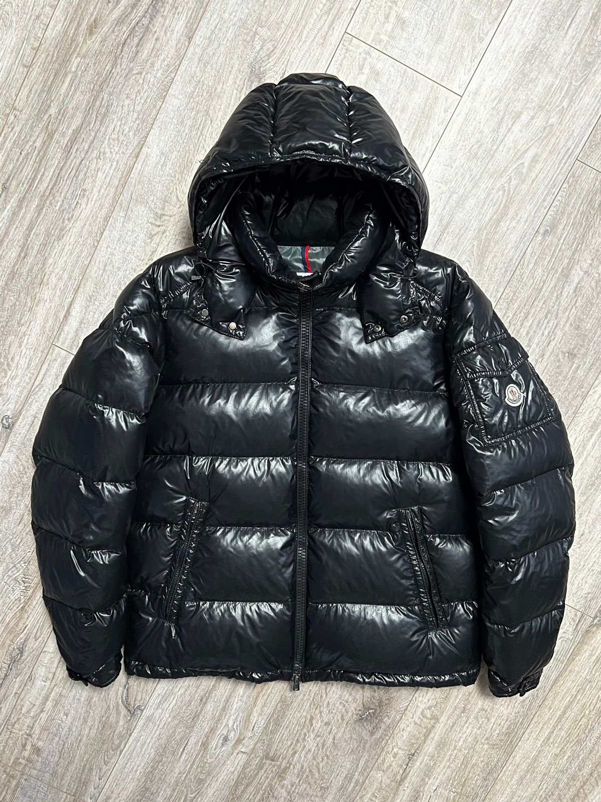 Pre-owned Moncler Down Jacket Puffer Black Maya Giubbotto Patch Logo