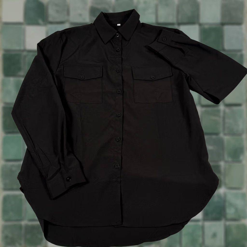 Vintage Oversized Button Up Shirt Small Black Pockets Long Sleeve Minimalist Size S / US 4 / IT 40 - 1 Thumbnail