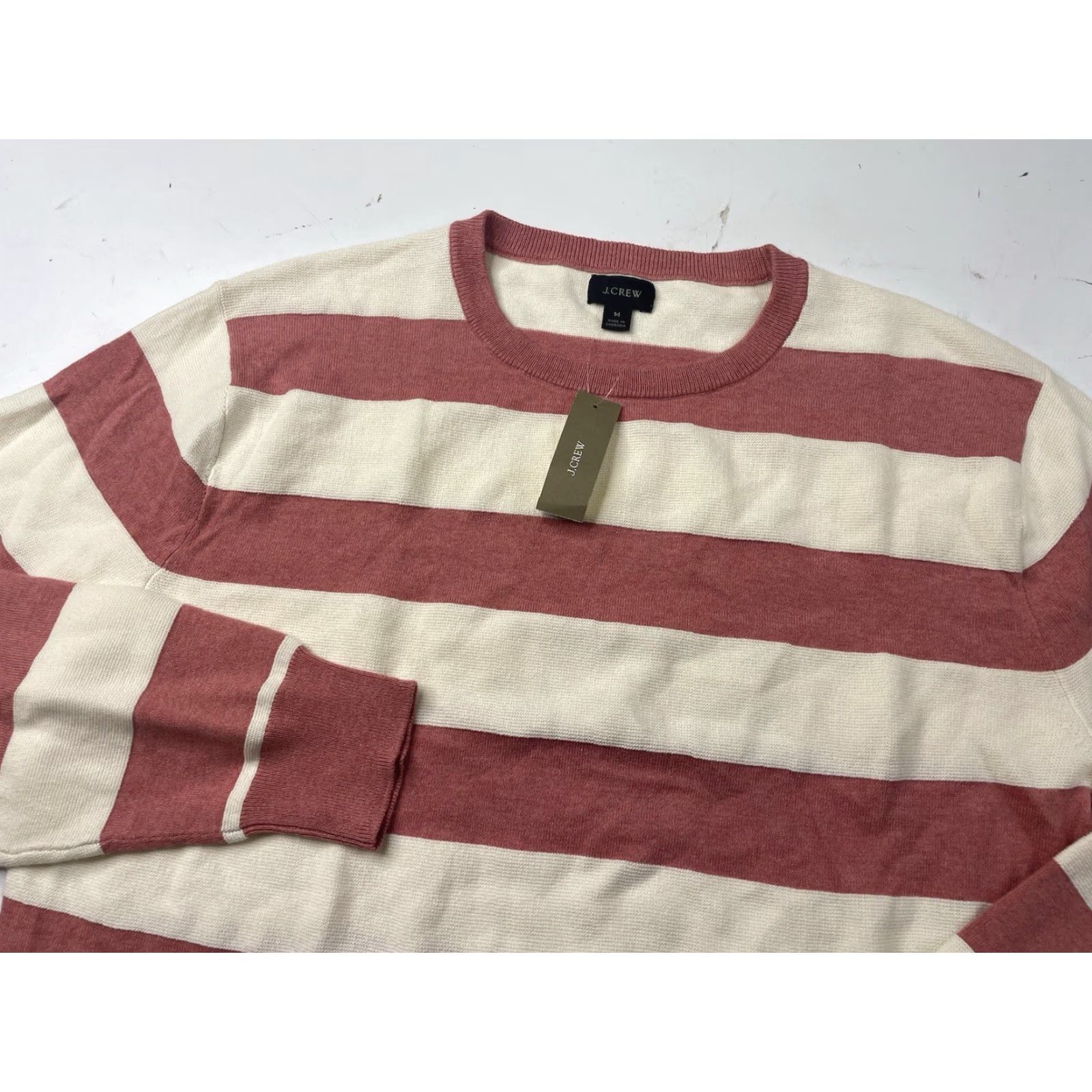 J.Crew NWT J. Crew Cotton Sweater In Garter Stitch Striped Pullover Rugby Mens Medium Size US M / EU 48-50 / 2 - 2 Thumbnail