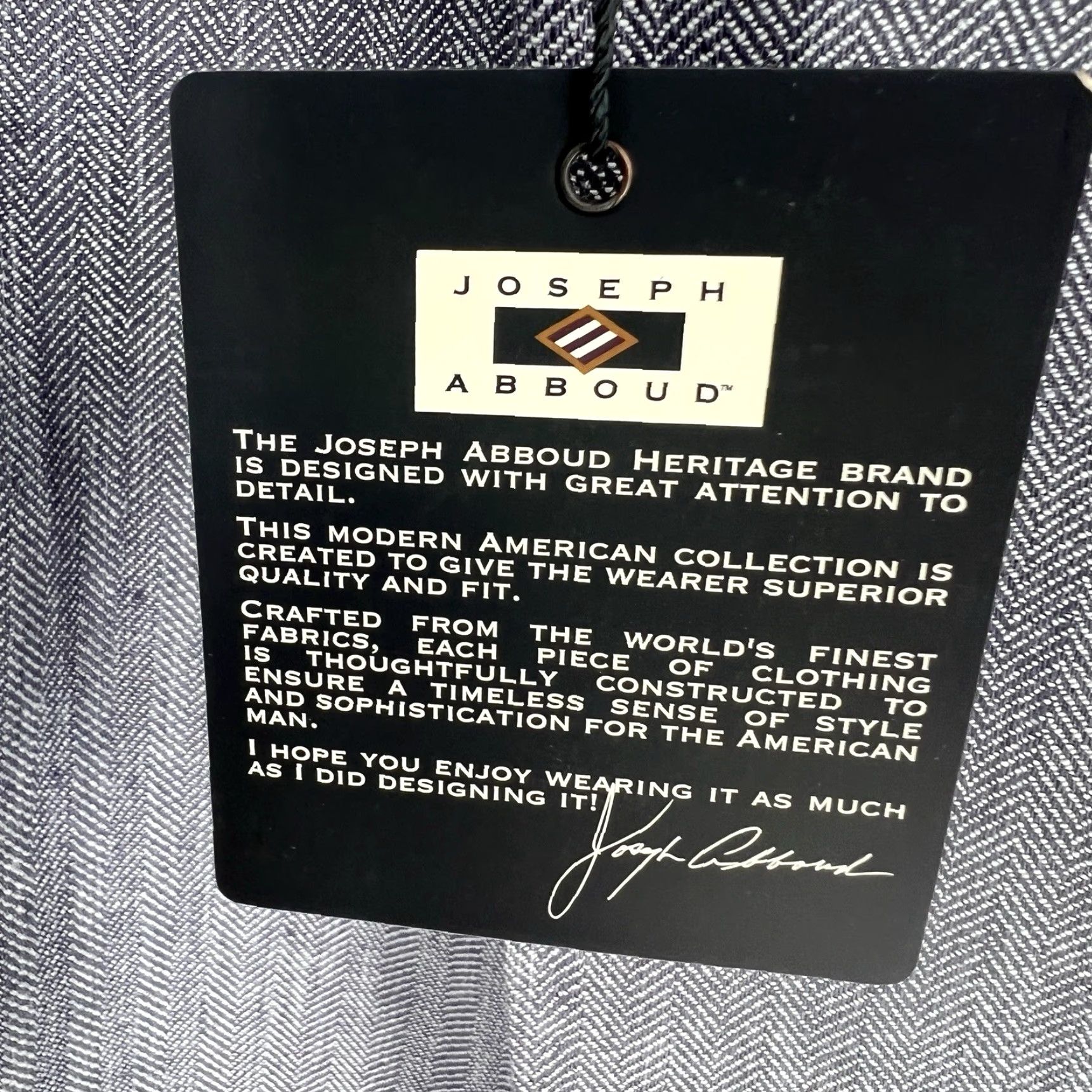 Joseph Abboud Abboud Herringbone Unconstructed Linen Cotton Elbow Patch XL Blazer Sport Coat Men Slim Notch Lapel Two-Button Front Jacket Size 46R - 7 Thumbnail