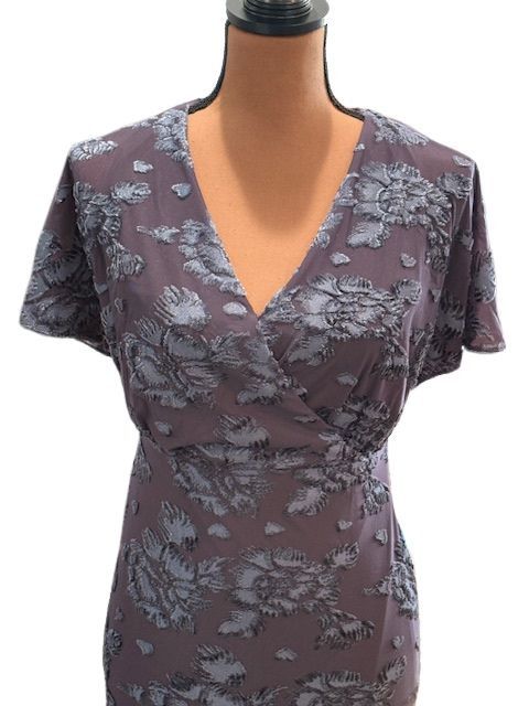 Adrianna Papell Floral Burnout Velvet Long Blouson Gown in Midnight Size XS / US 0-2 / IT 36-38 - 2 Thumbnail