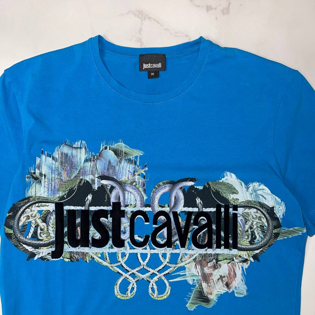 Just Cavalli Just Cavalli Blue Cotton Graphic Printed T-Shirt Size M Mens Size US M / EU 48-50 / 2 - 5 Thumbnail