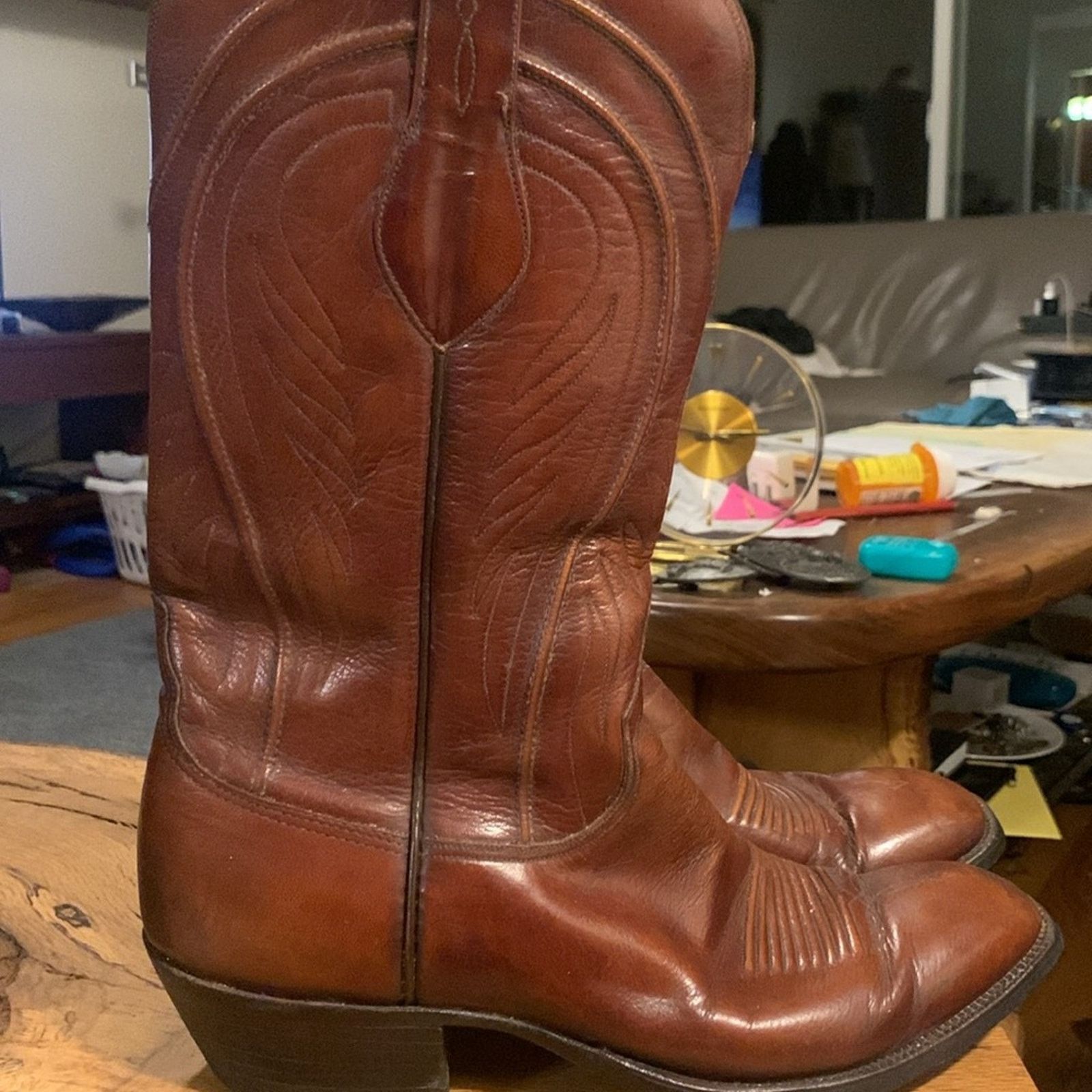 Lucchese Lucchese brown tooled and stitched cowboy boots Size US 10 / EU 43 - 6 Thumbnail