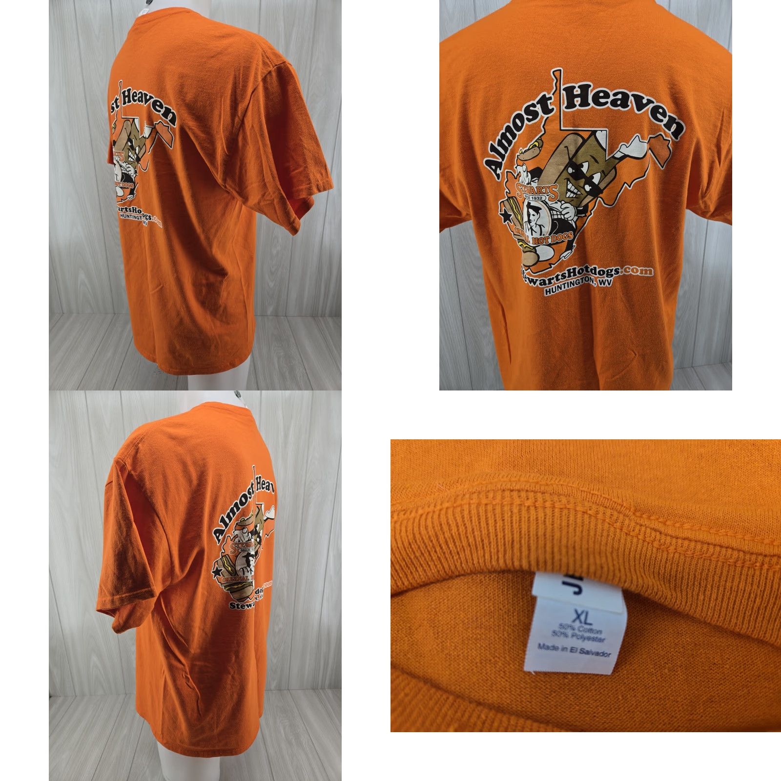 Jerzees STEWART'S ORIGINAL HOTDOGS Huntington WV Short Sleeve T-Shirt Orange - XL - Men - Jerzees Regular Fit Size US XL / EU 56 / 4 - 8 Thumbnail