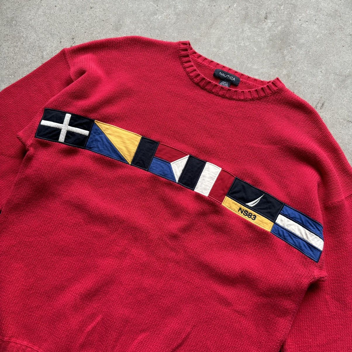 Japanese Brand × Nautica × Vintage vintage Y2K NAUTICA Sailing Flag Spellout Knit sweater Size US L / EU 52-54 / 3 - 10 Thumbnail