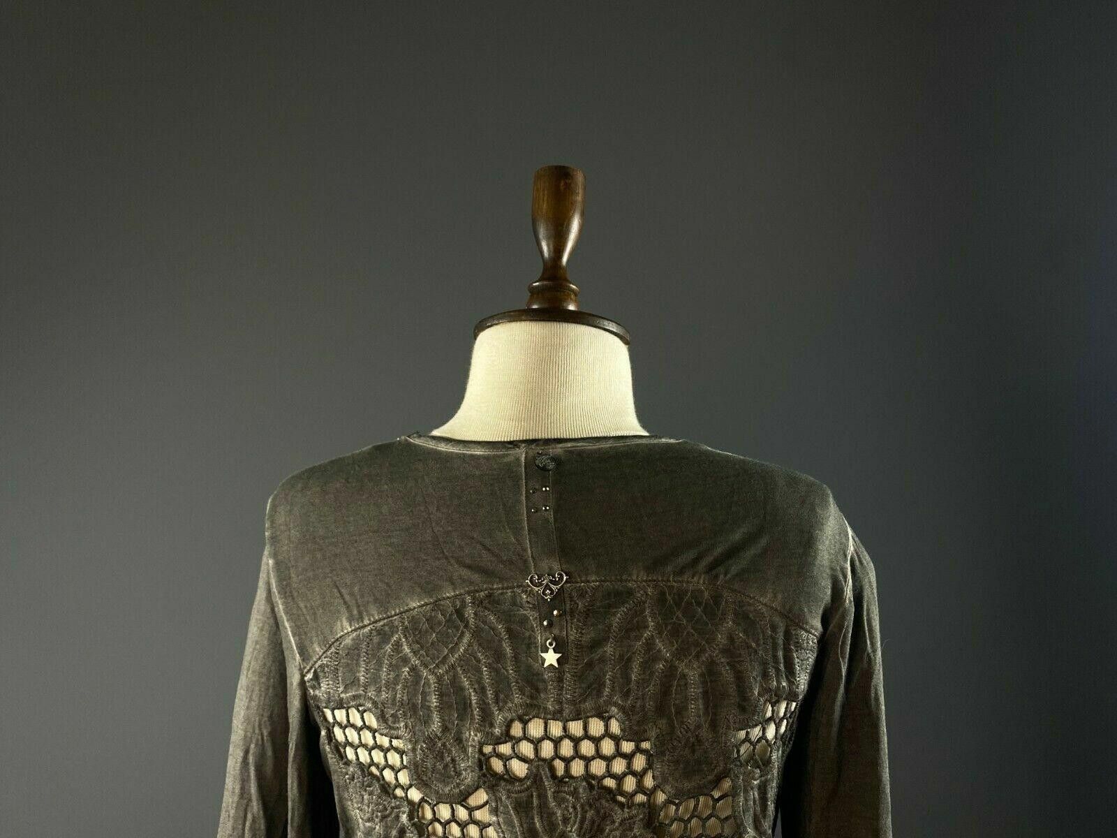 Designer Ladies Tredy Grey Mesh Floral V-Neck Tunic Dress Size 36 Size M / US 6-8 / IT 42-44 - 7 Thumbnail