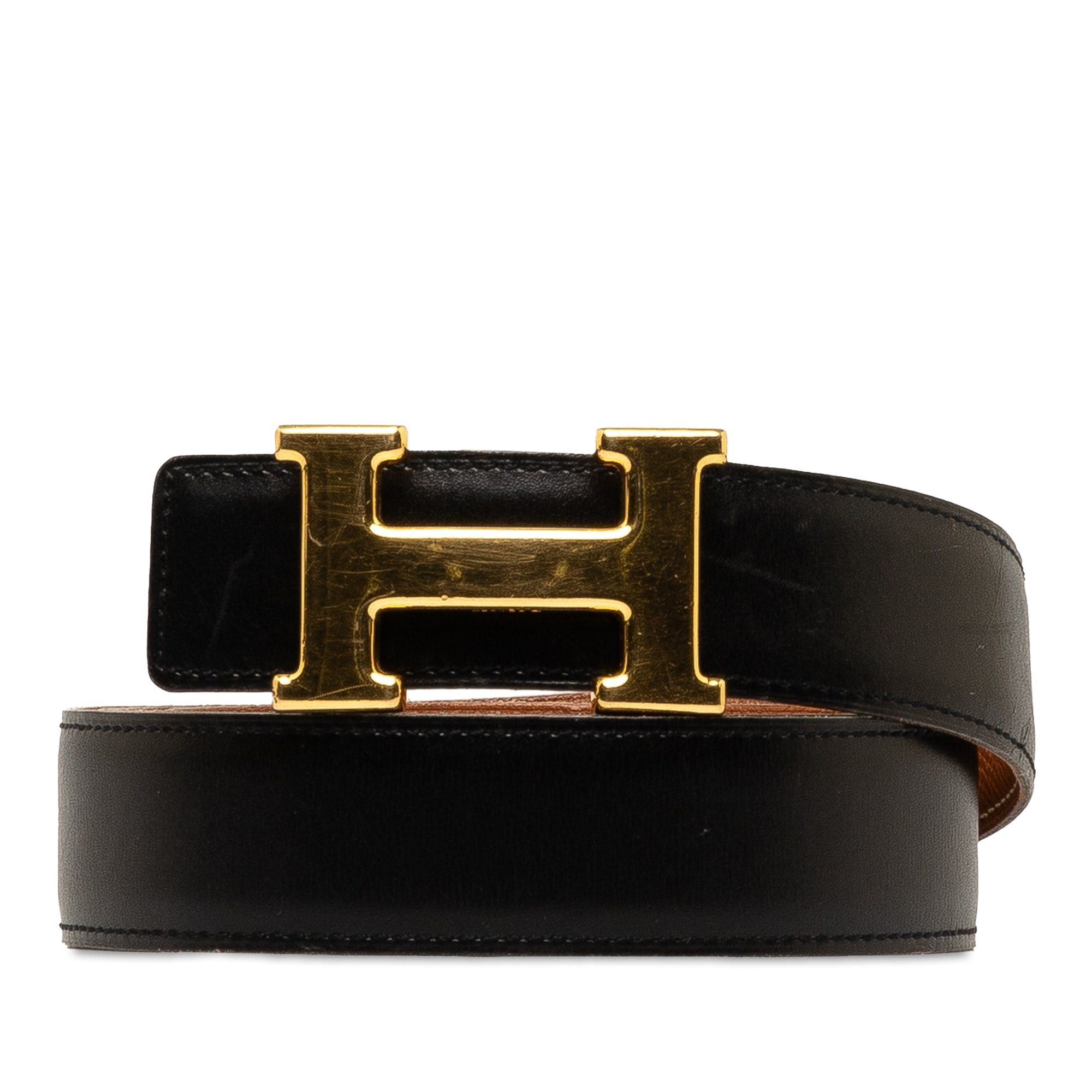 image of Hermes Constance Reversible Belt in Black, Women's