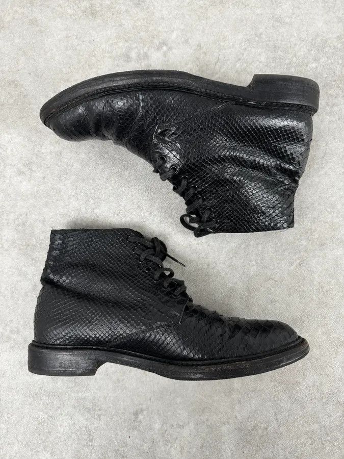 Saint Laurent Paris Saint Laurent Black Python Leather Boots Size US 5.5 / IT 35.5 - 2 Thumbnail