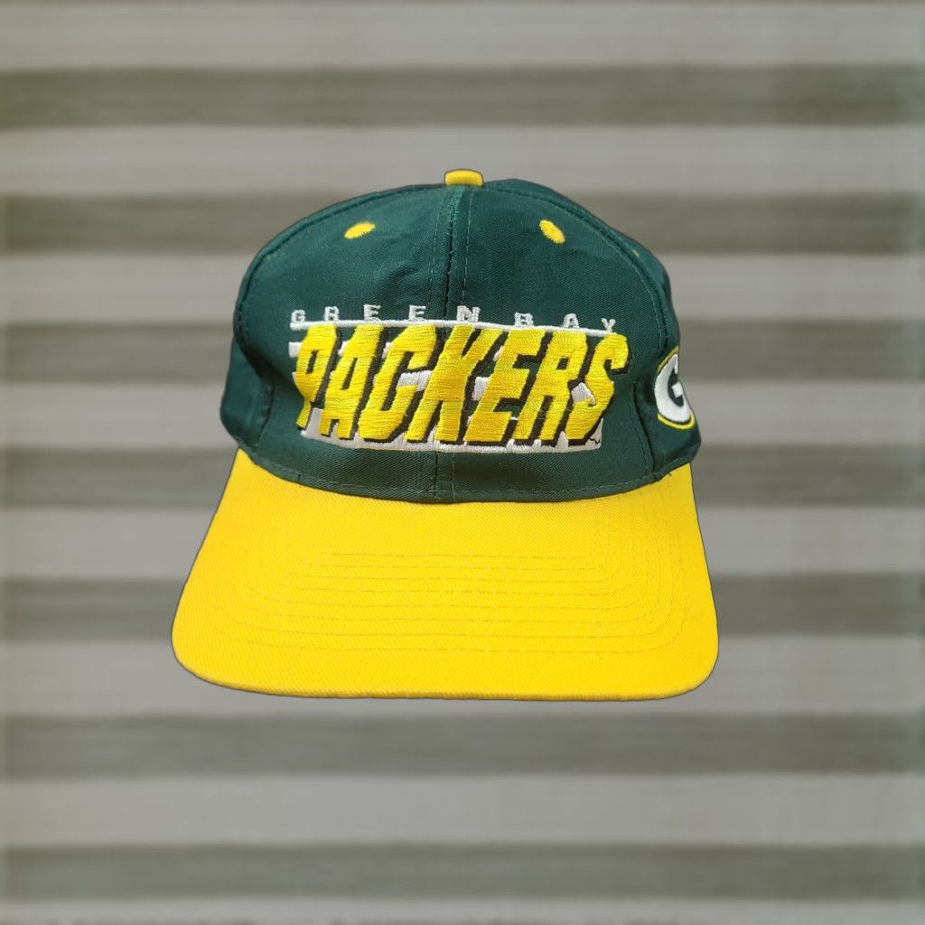 Logo Athletic VINTAGE Green Bay Packers Logo Athletic 90s Snapback Hat Cap Men One Size Green Adjustable Breathable Lightweight Stadium Casual Workwear WW2 Size ONE SIZE - 1 Thumbnail