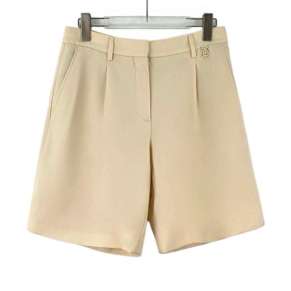Burberry Burberry Beige TB Logo Wool Casual Shorts K26WX Size 26" / US 2 / IT 38 - 1 Thumbnail