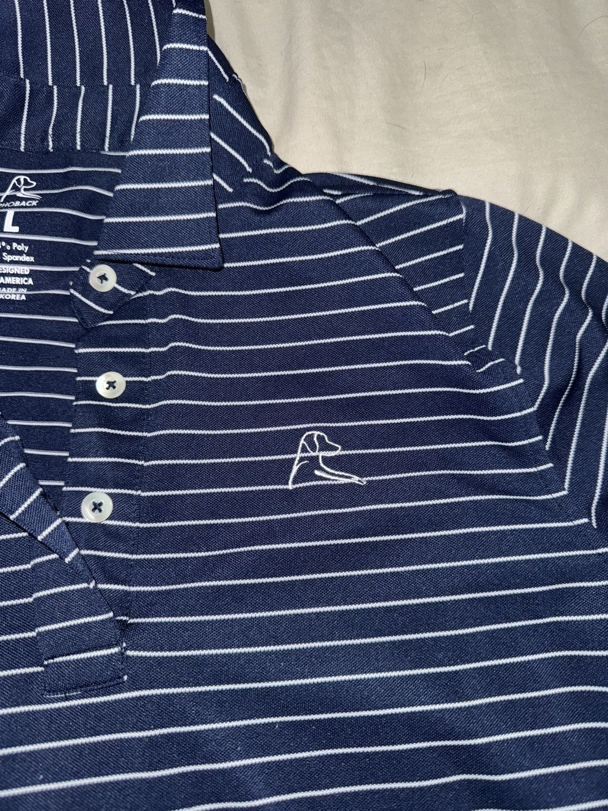 Other RHOBACK Womens Size Large Polo Blue with White Stripes Size M / US 6-8 / IT 42-44 - 2 Thumbnail