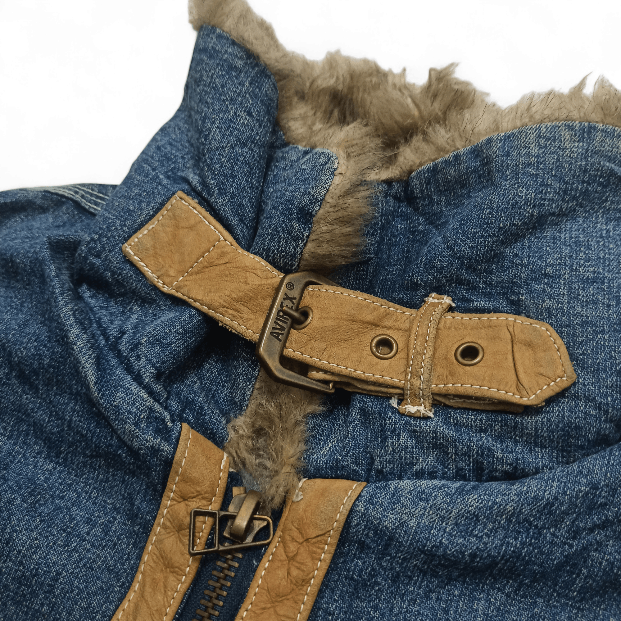 Avirex Vintage Avirex Military Air Force Fur Denim Jean Jacket Size US L / EU 52-54 / 3 - 6 Thumbnail
