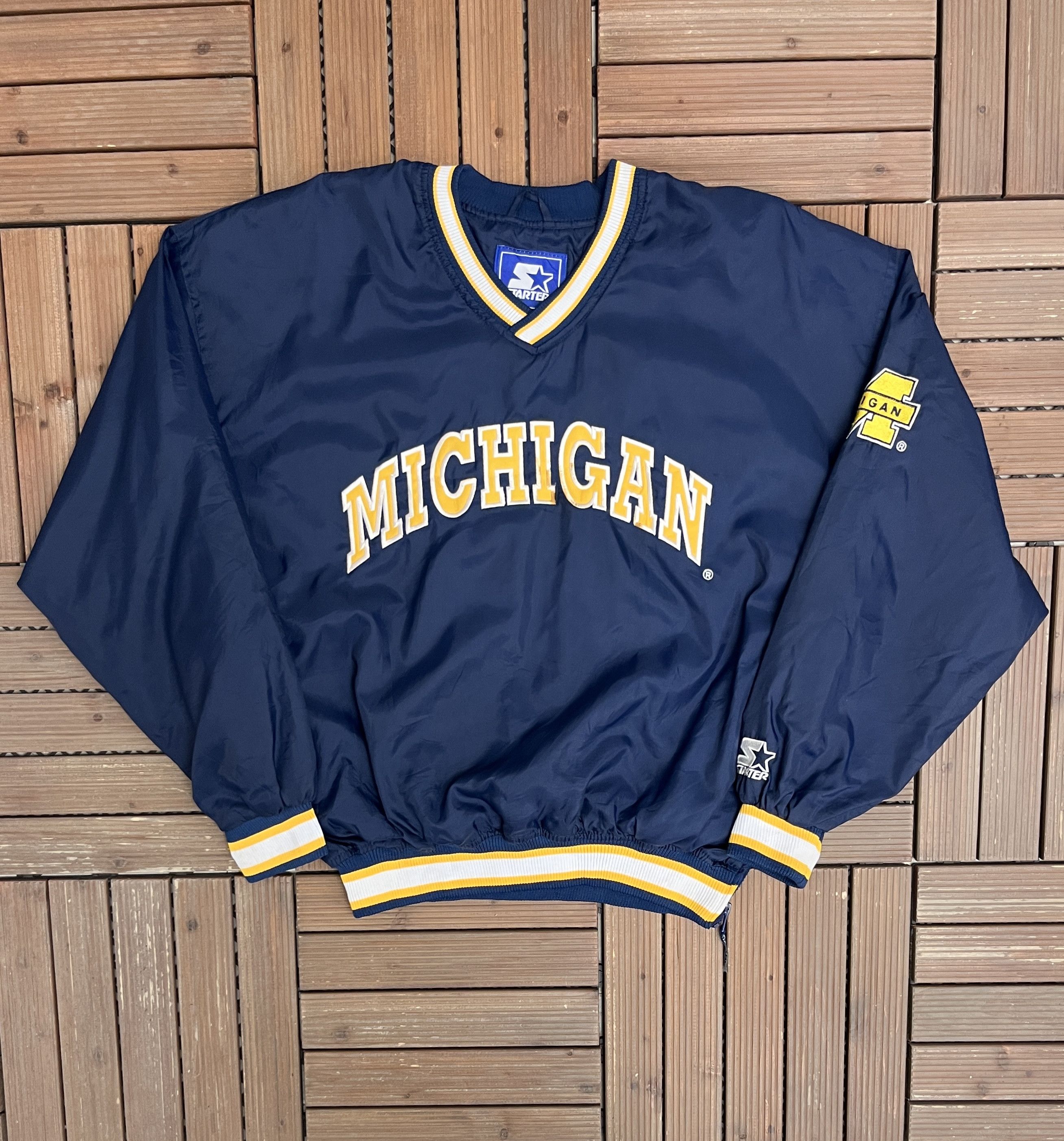 Starter Michigan Wolverines Stitched Vintage Windbreaker Jacket Size US L / EU 52-54 / 3 - 1 Thumbnail