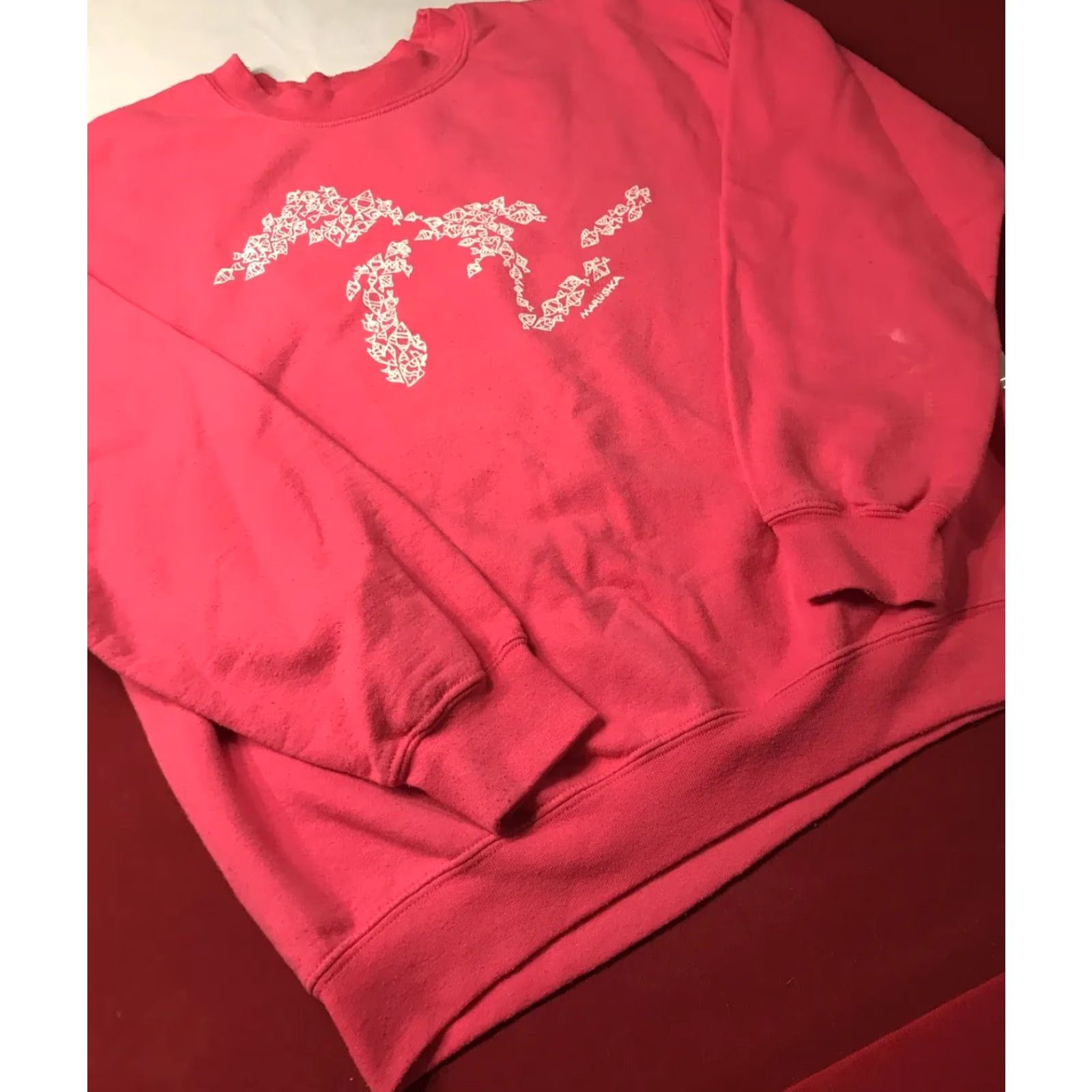 Pinko Marushka Sweatshirt Unisex Adults M PINK Michigan FISH Print Crew Neck Cotton Polyester Size US M / EU 48-50 / 2 - 7 Thumbnail