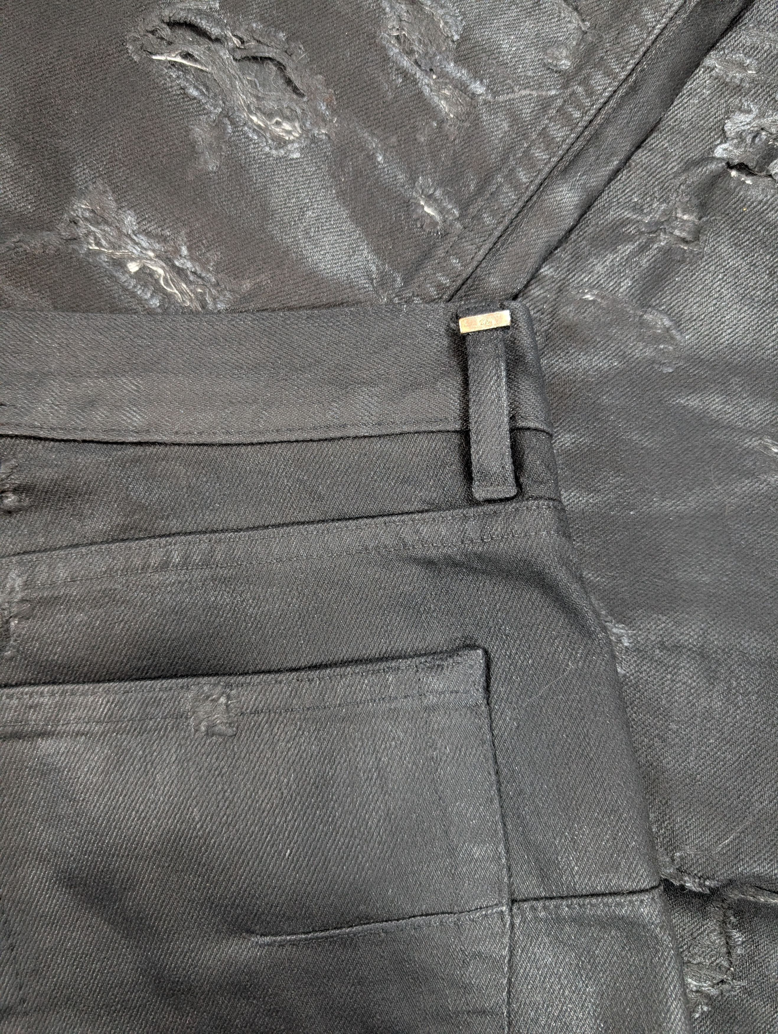 Dior Dior Homme Hedi SS04 Strip Distressed Waxed Denim Jeans Size US 30 / EU 46 - 7 Thumbnail