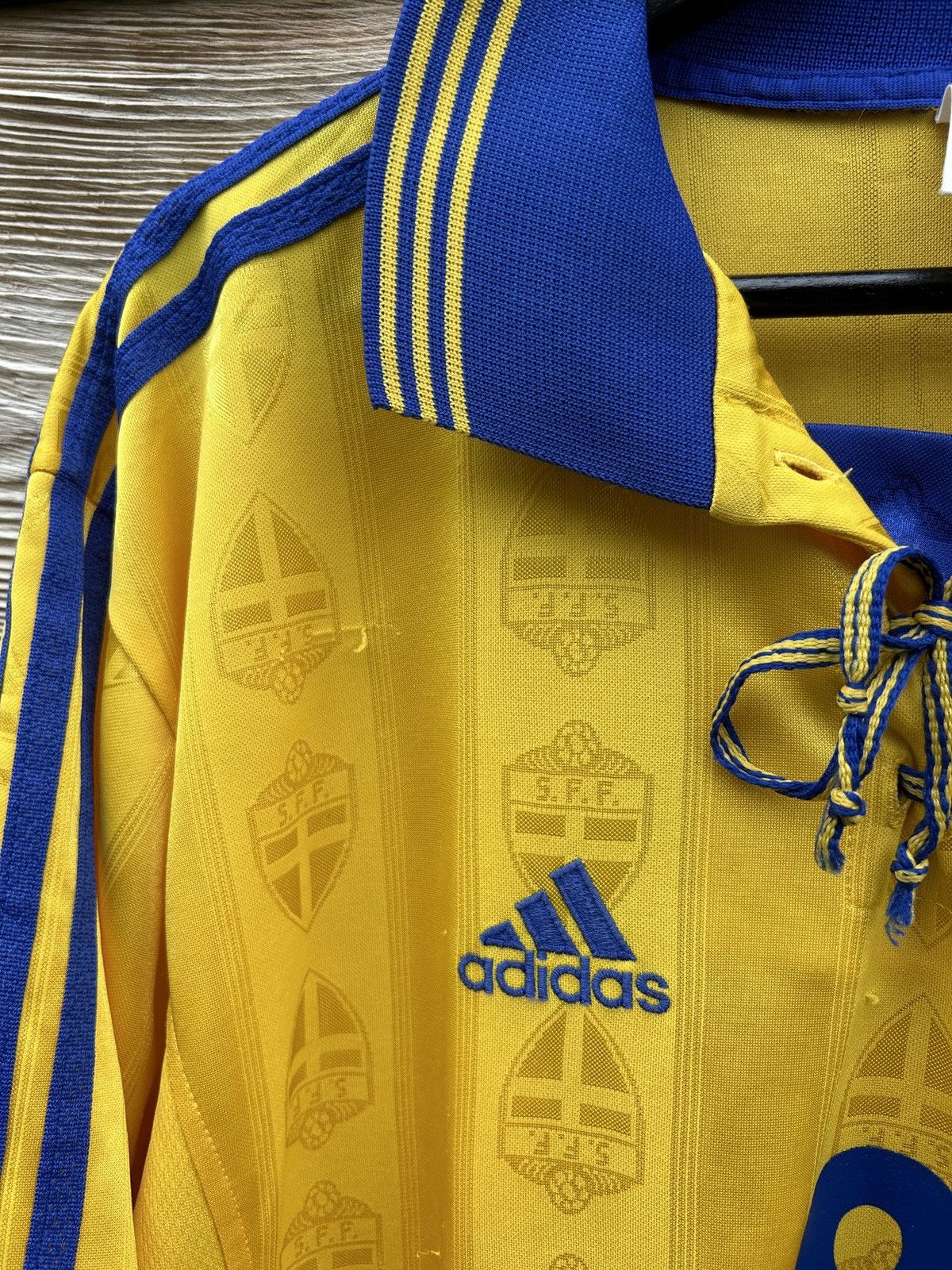 Adidas Adidas Sweden WC 1998 Johan Mjallby #8 Match Worn Jersey Size US XL / EU 56 / 4 - 4 Thumbnail