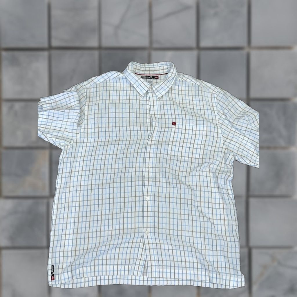 Quiksilver Quicksilver Button-Up Plaid White Large SS Men Shirt Short Sleeve L White Size US L / EU 52-54 / 3 - 1 Thumbnail