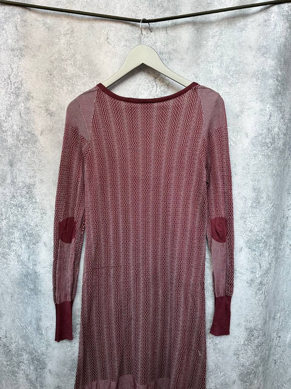 Prada Prada Knit Sheer Maxi Dress Burgundy Zigzag Pattern Italy Size L / US 10 / IT 46 - 4 Thumbnail