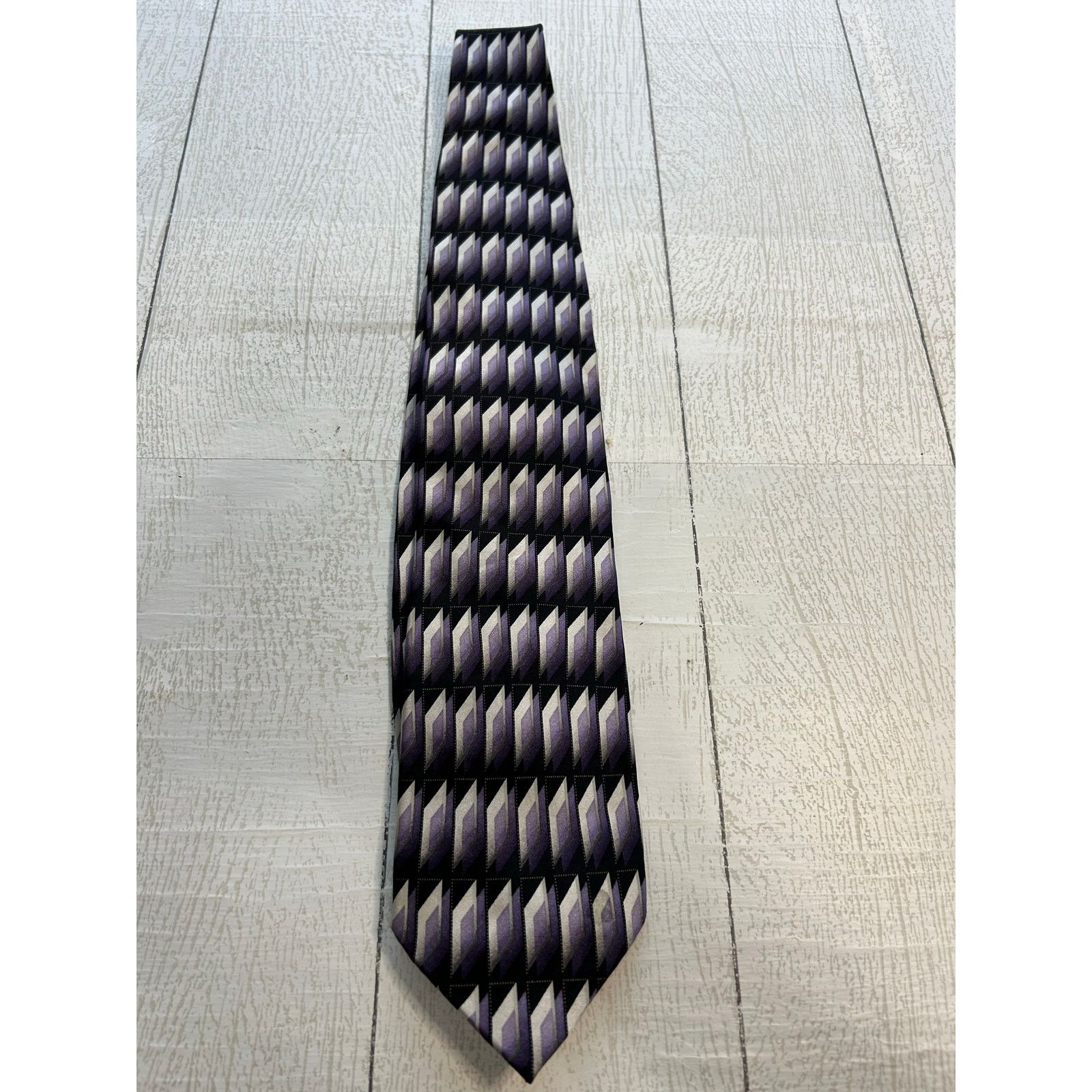 Covington Covington Silk Tie Black Purple White Geometric Pattern Size ONE SIZE - 1 Thumbnail