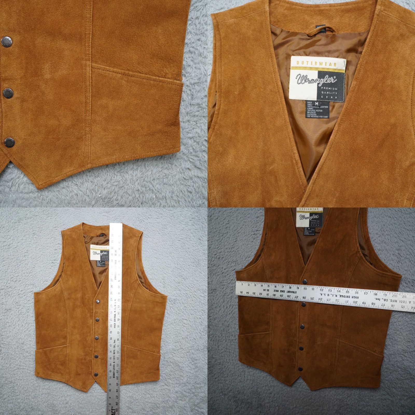 Wrangler VINTAGE Wrangler Leather Vest Mens M Brown Premium Snap Cowboy Western Workwear Size US M / EU 48-50 / 2 - 8 Thumbnail