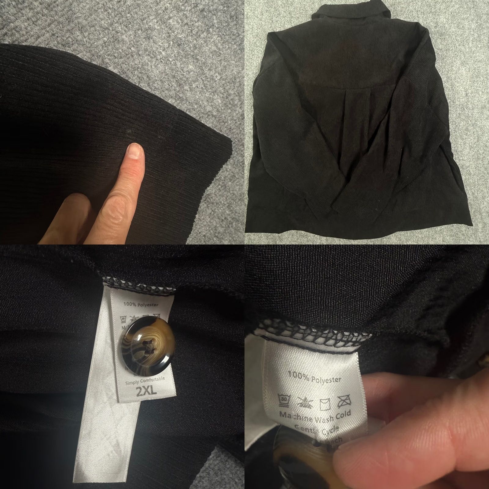 Vintage LuLaRoe Black Corduroy Jacket Shacket Button Front Pockets 2XL Womens Size XXL / US 16-18 / IT 52-54 - 8 Thumbnail