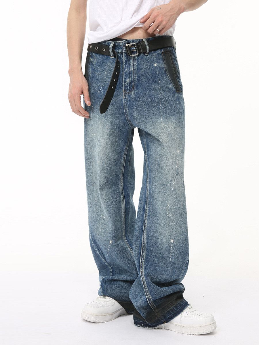 Vintage Men's Retro Washed Blue Graffiti Jeans Size US 32 / EU 48 - 2 Thumbnail