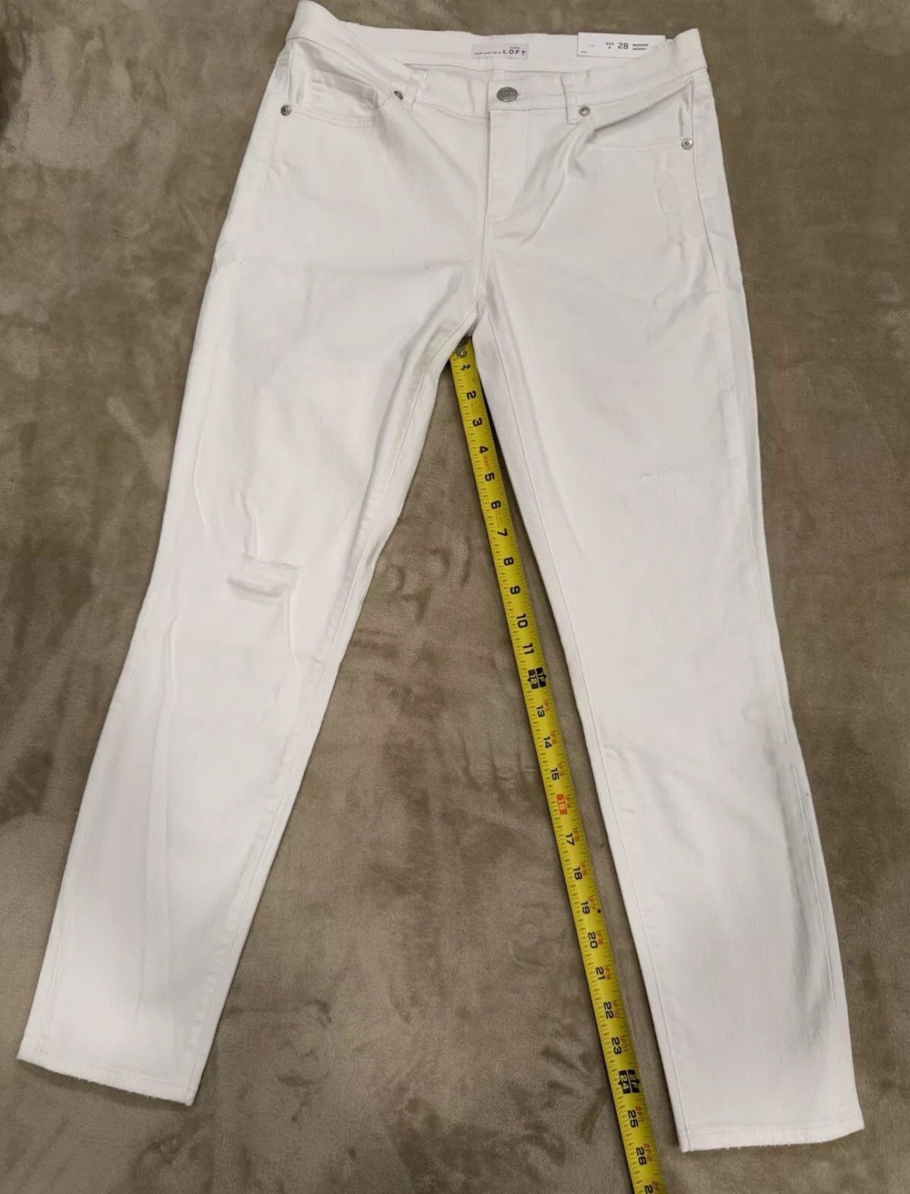 Ann Taylor Ann Taylor Loft White Skinny Ankle Jeans Size 6/28 Size 28" / US 6 / IT 42 - 9 Thumbnail