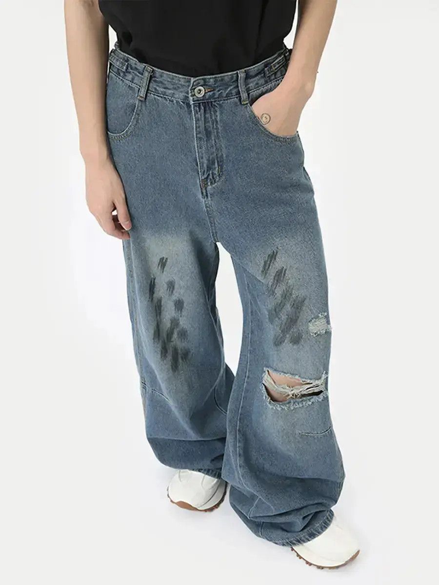 Japanese Brand Retro loose high street ripped jeans Size US 32 / EU 48 - 3 Thumbnail