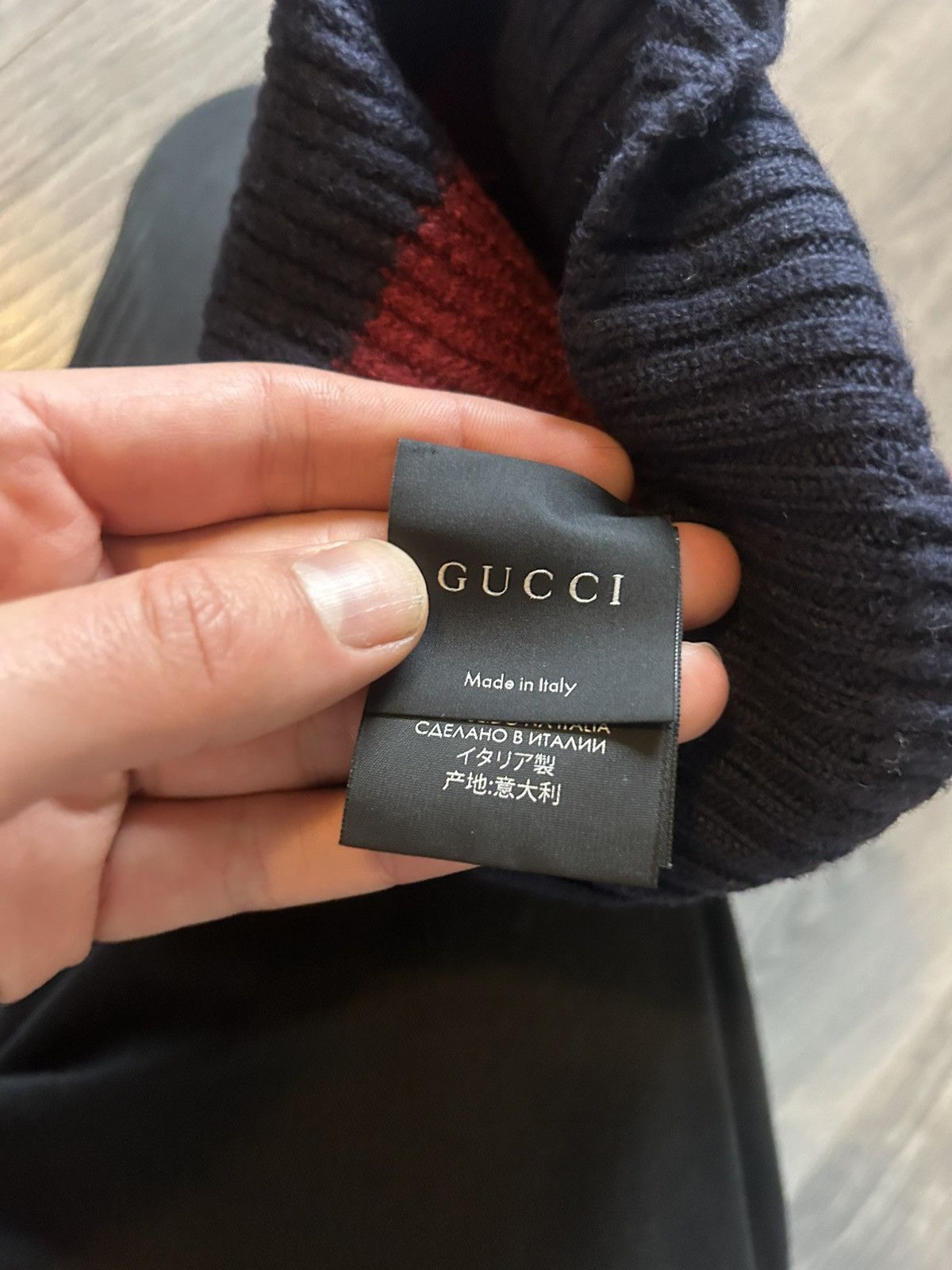 Gucci Gucci Ribbed Wool Beanie in Red and Navy Stripe Size ONE SIZE - 3 Thumbnail