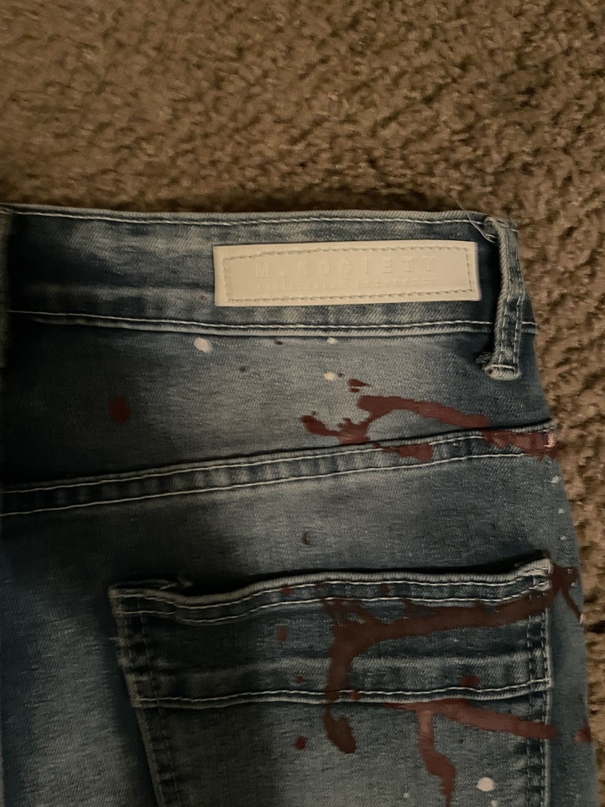 Other M. Society Blue Paint Splatter Jeans Size US 33 - 7 Thumbnail